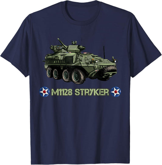 American Military Tank Vehicle M1128 Stryker T-Shirt - T-Shirt | Navy