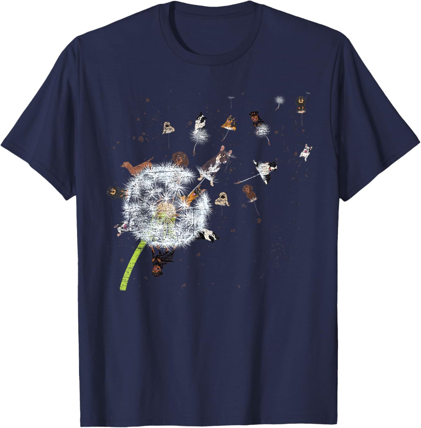 Puppy Dandelion Dog Lover Dog Owner Flower Animal Dog Women Kids T-Shirt - T-Shirt | Navy