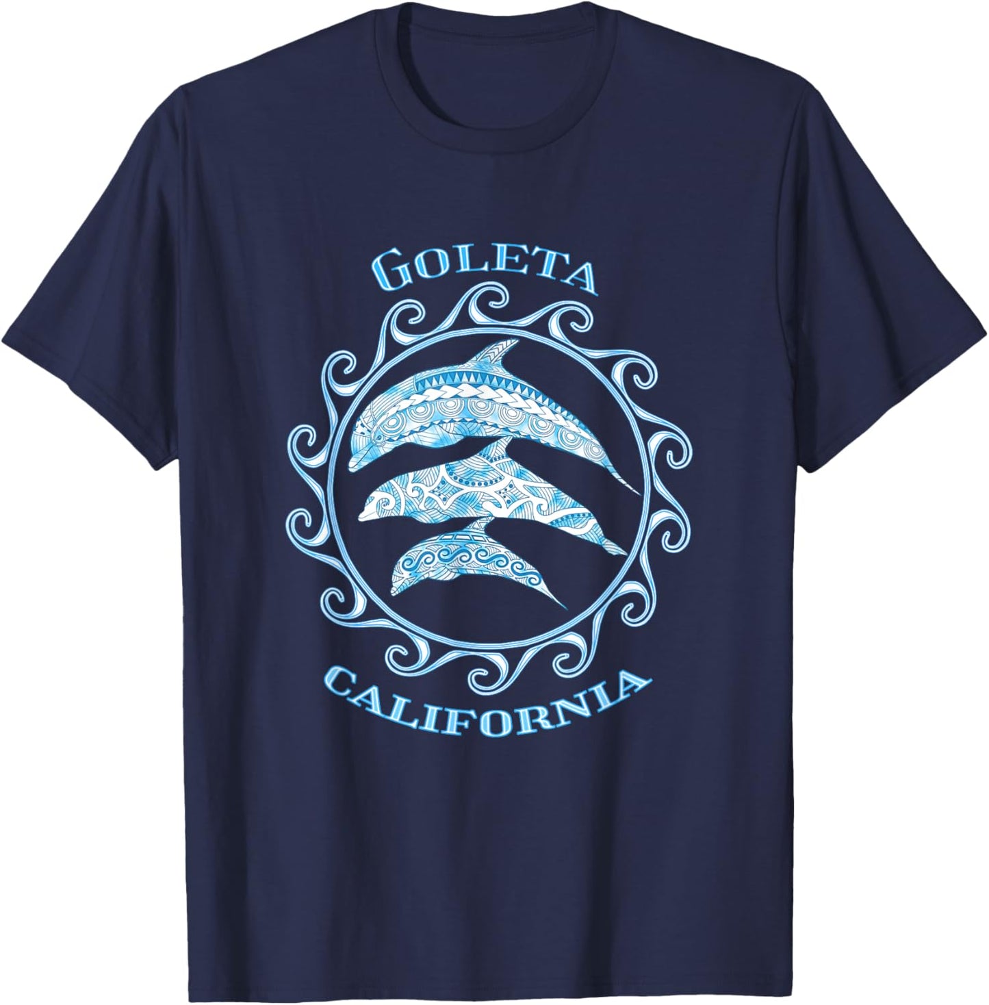 Goleta California Tribal Dolphins Ocean Animals T-Shirt - T-Shirt | Navy