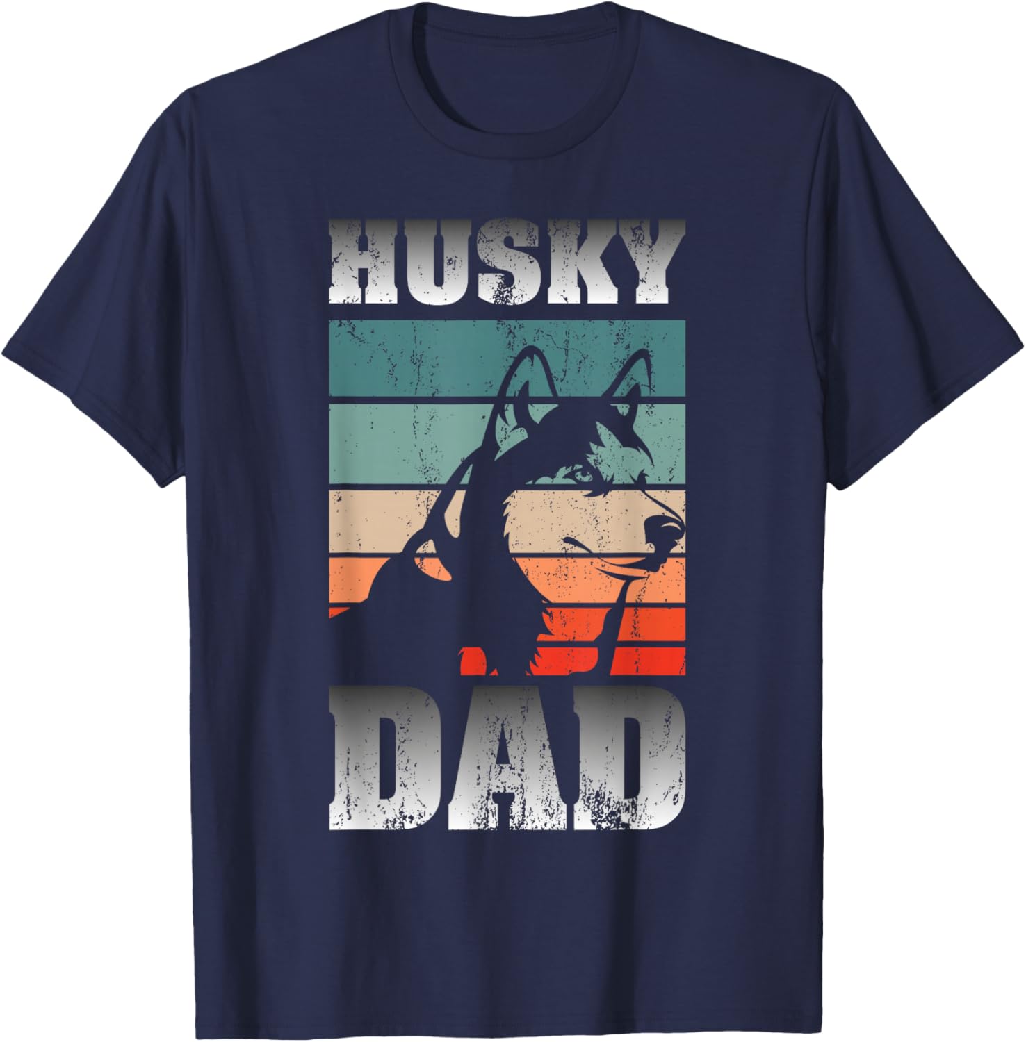 Husky Papa Siberian Dog Pet Father's Day Husky T-Shirt - T-Shirt | Navy