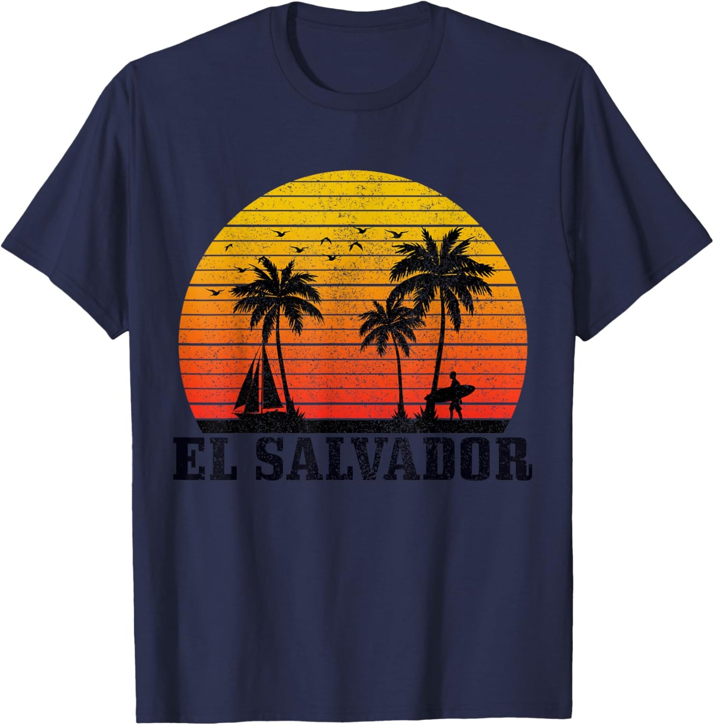 El Salvador Surfer Vintage Caribbean Souvenir T-Shirt - T-Shirt | Navy