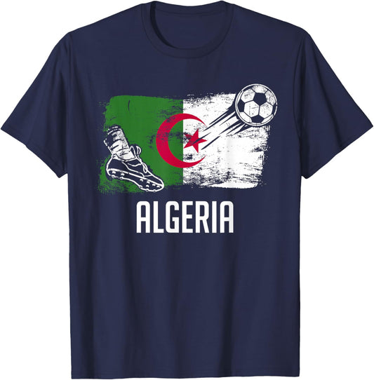 Algeria Flag Jersey Algerian Soccer Team Algerian T-Shirt - T-Shirt | Navy