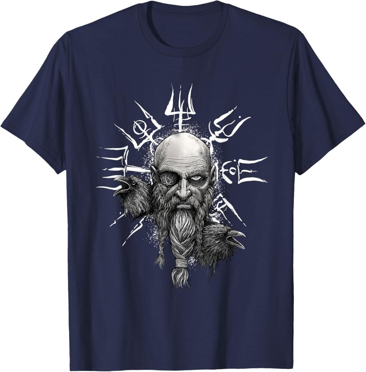 Vikings Vegvisir Odin with Hugin und Munin | Nordic Vikings T-Shirt - T-Shirt | Navy