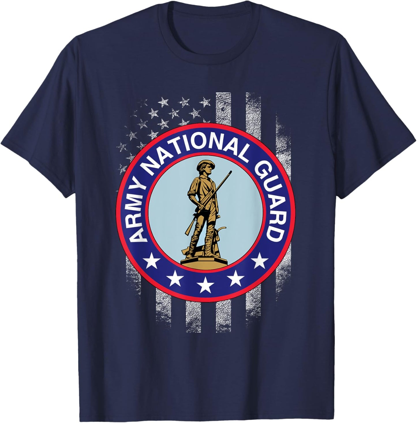 Proud Army National Guard USA Heart Flag Shirt US Veteran T-Shirt - T-Shirt | Navy