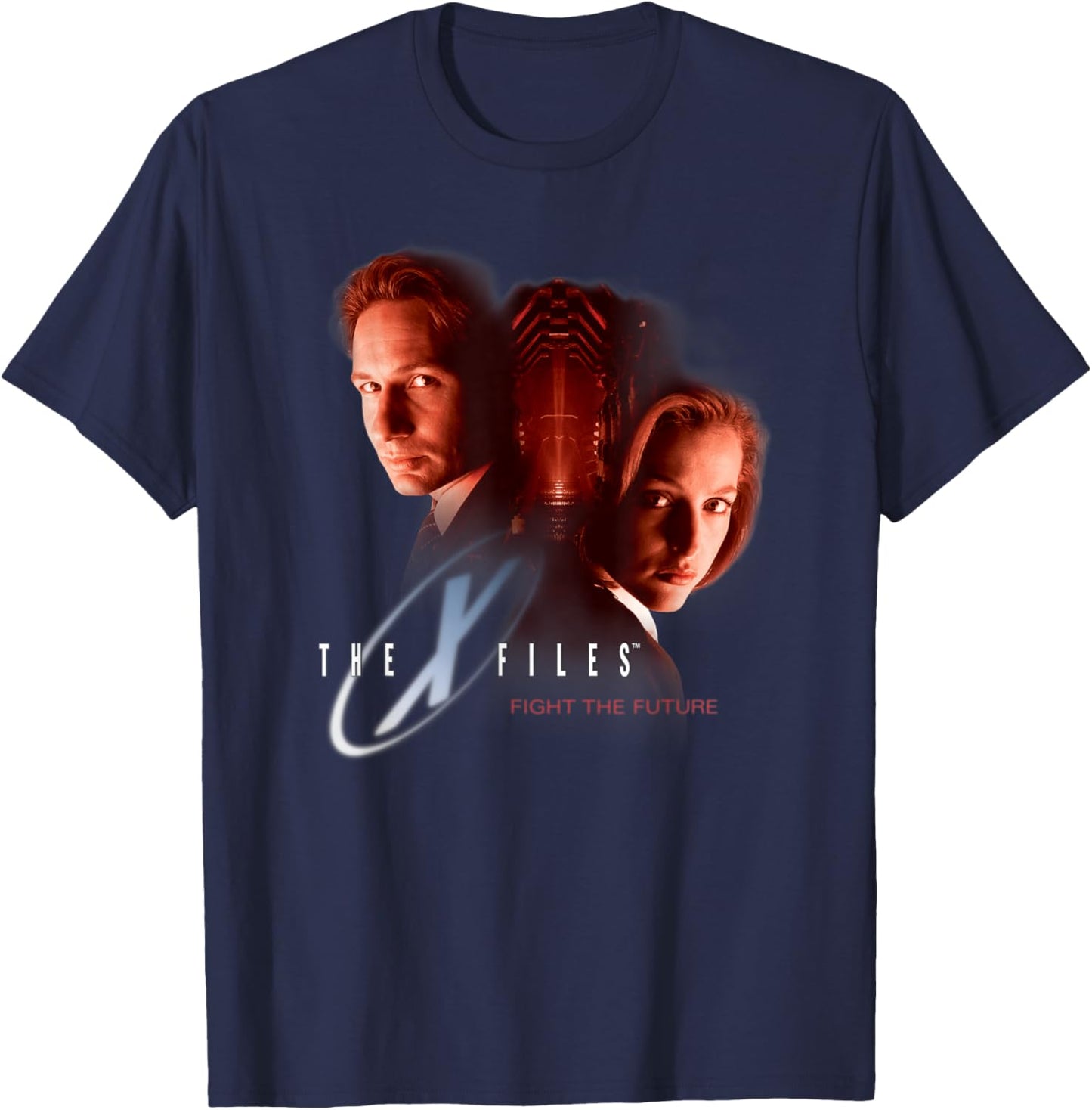 The X-Files Mulder and Scully Fight The Future 90s T-Shirt - T-Shirt | Navy