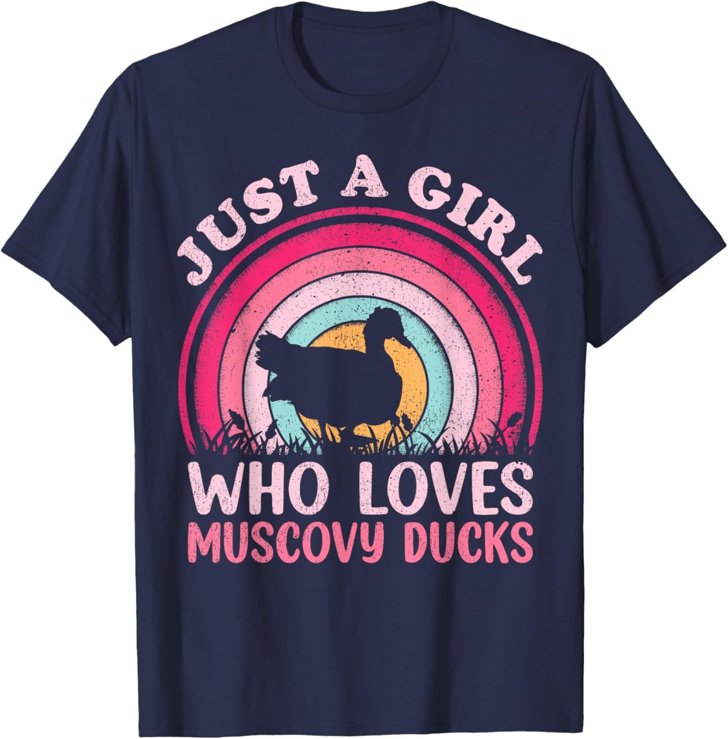 Duck Bird Vintage Retro Just A Girl Who Loves Muscovy Ducks T-Shirt - T-Shirt | Navy