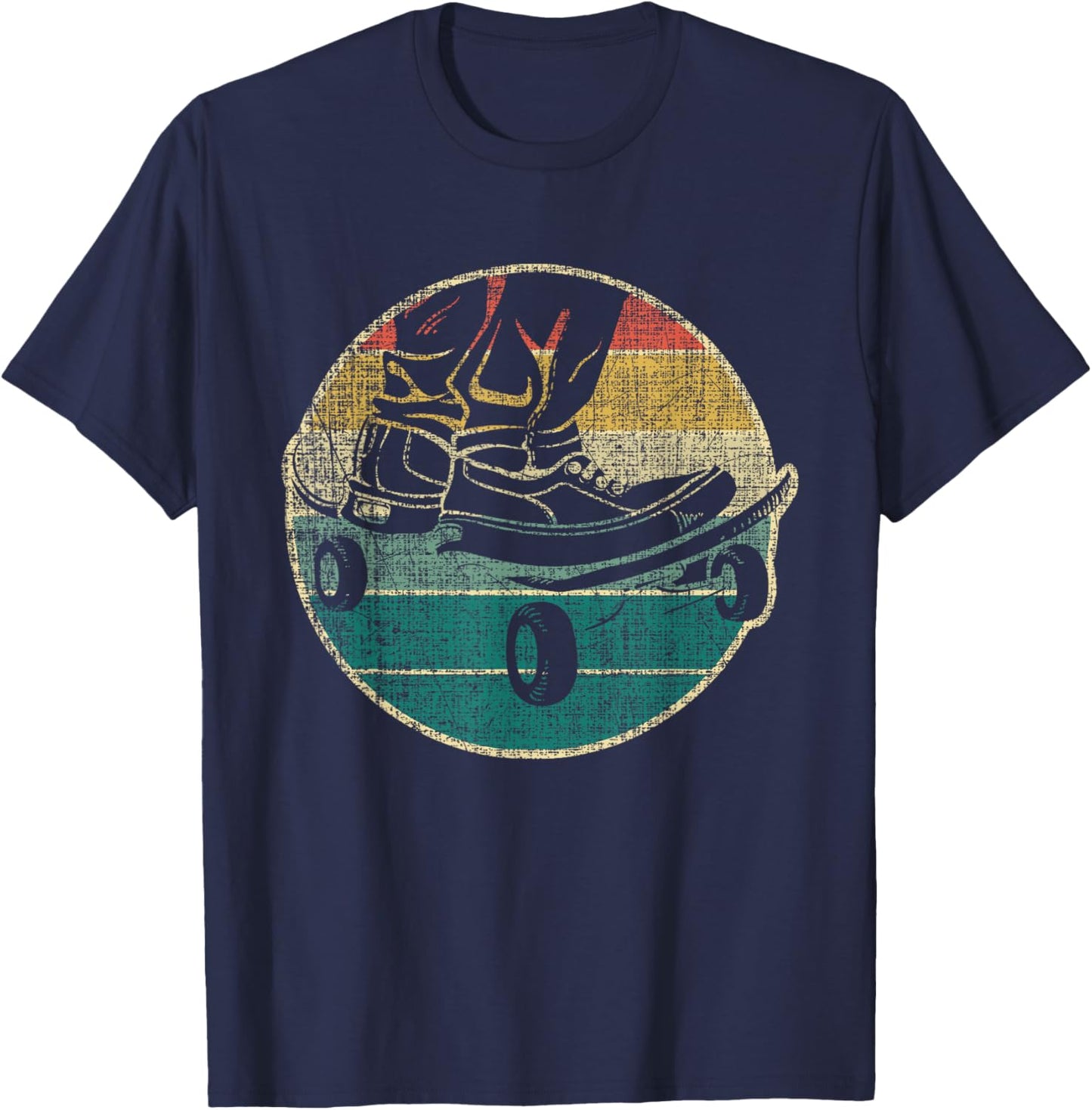 Retro Skateboarder Skateboard Skateboarding Skater T-Shirt - T-Shirt | Navy