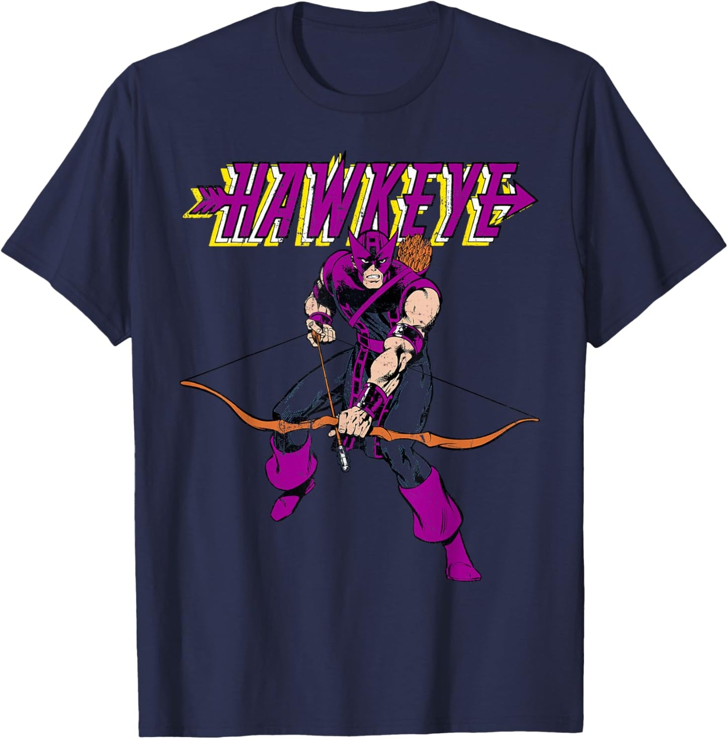 Marvel Hawkeye Vintage Bow and Arrow Portrait Logo T-Shirt - T-Shirt | Navy