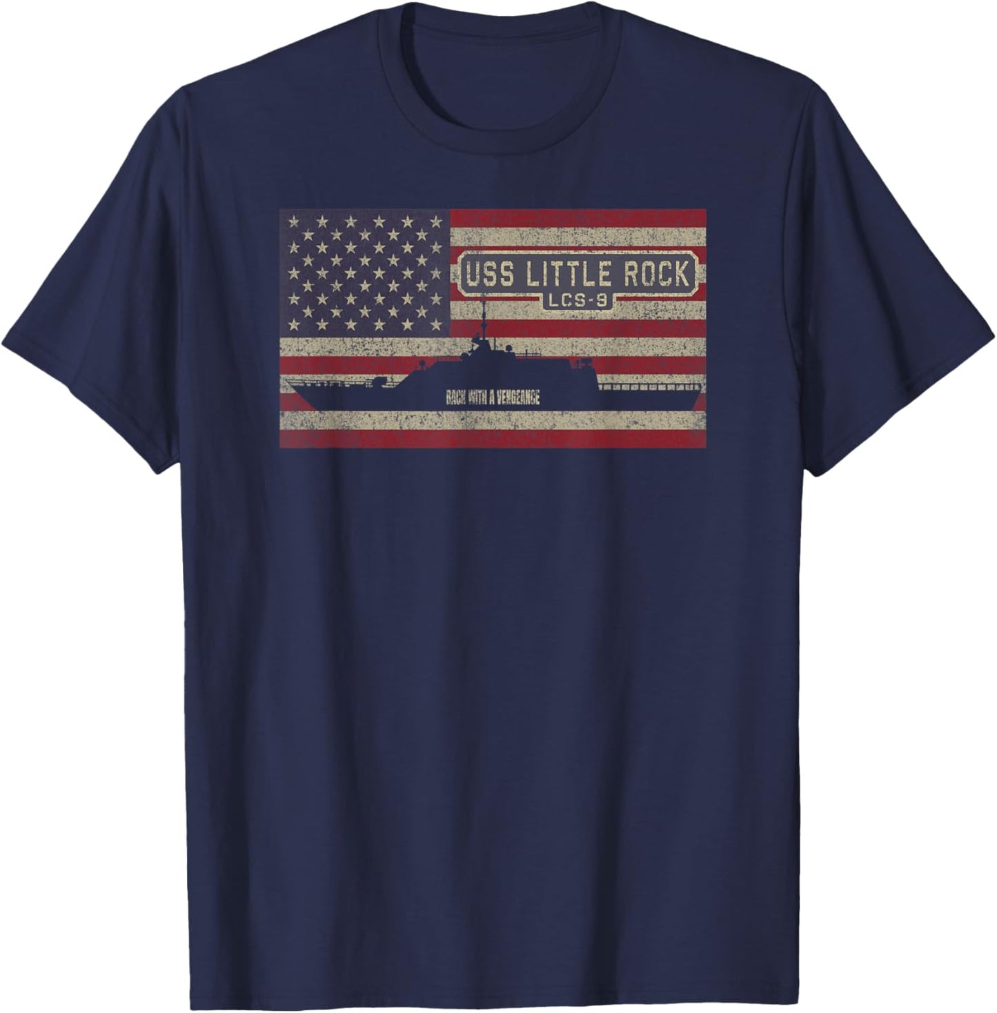 USS Little Rock LCS-9 Littoral Combat Ship USA American Flag Kids Men T-Shirt - T-Shirt | Navy