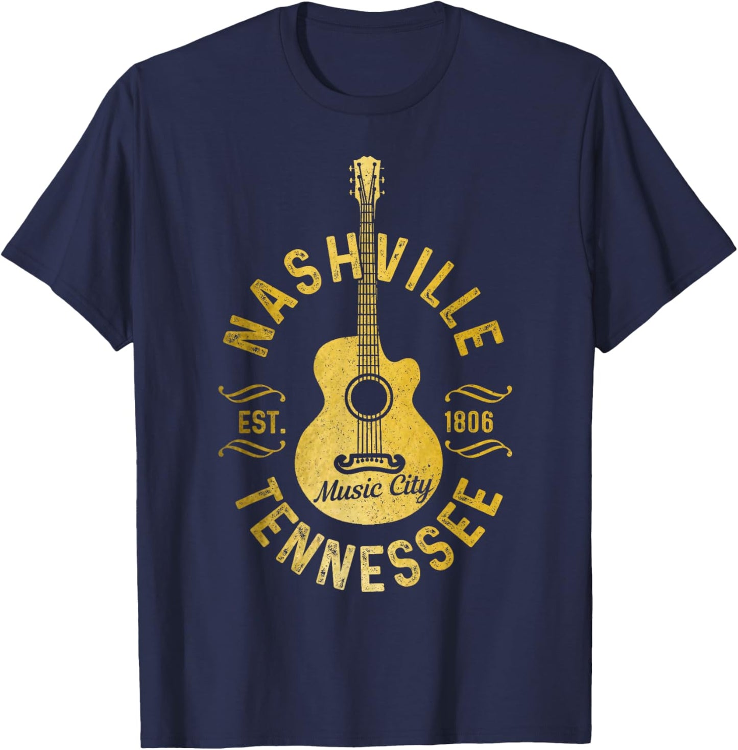 Nashville Tennessee Country Music City Guitar Vintage Nash T-Shirt - T-Shirt | Navy