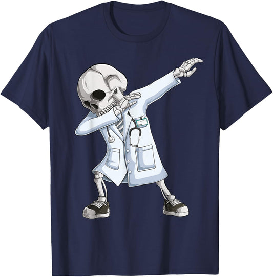 Dabbing Skeleton Doctor Halloween Costume Men Women T-Shirt - T-Shirt | Navy