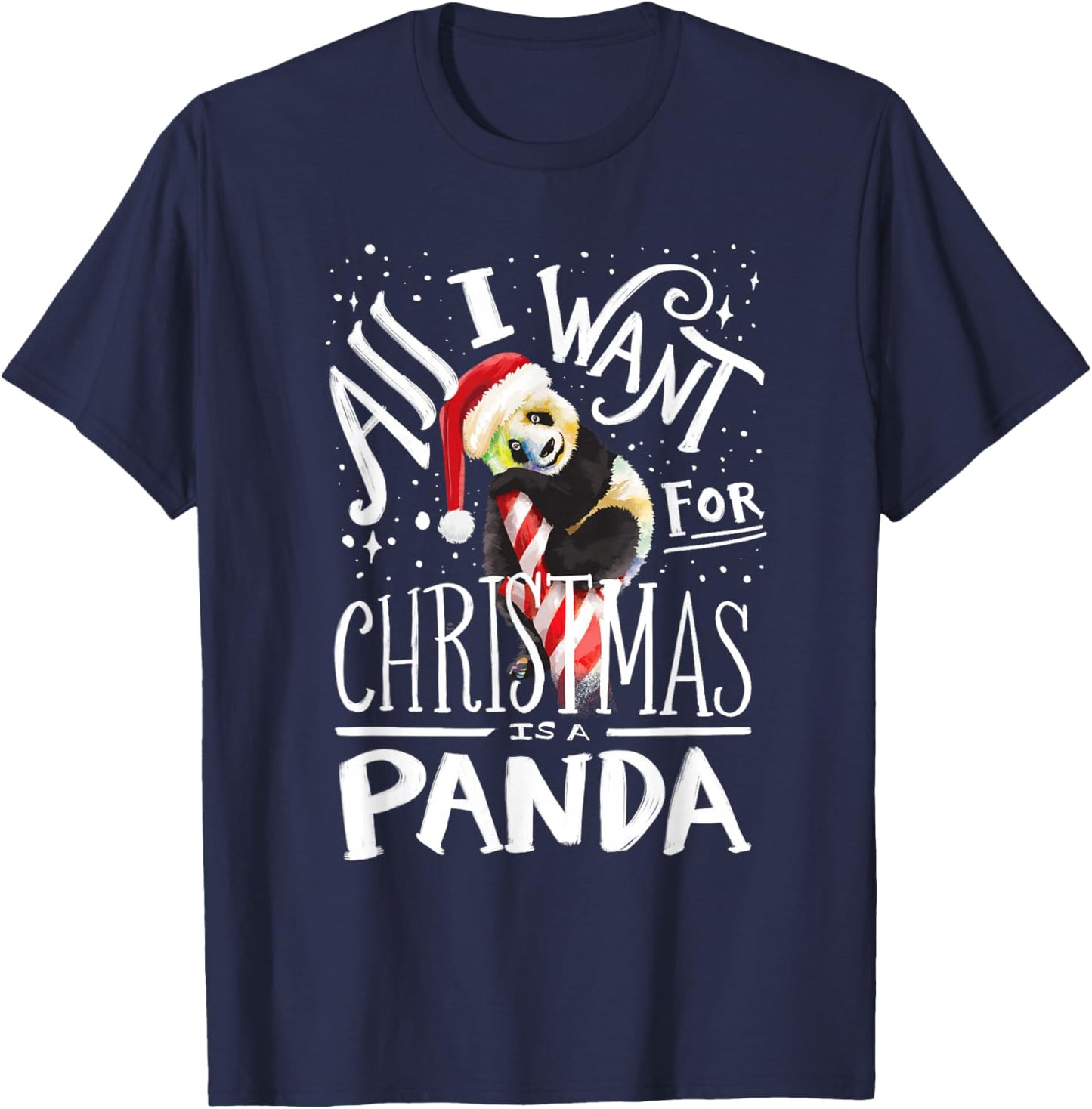 Panda Christmas Santa Hat Xmas Panda Lover T-Shirt - T-Shirt | Navy