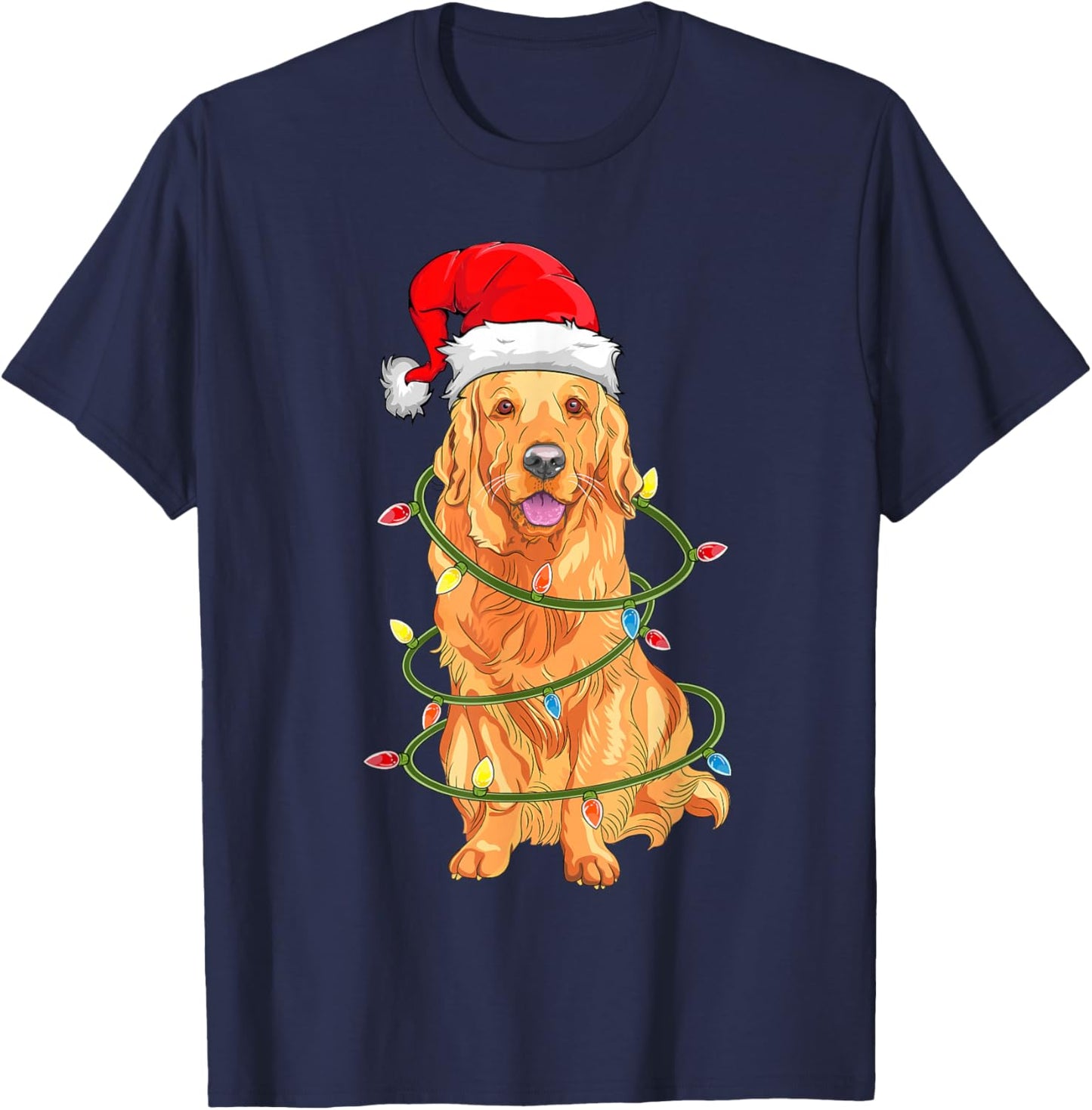 Christmas Dog Shirt, Christmas Golden retriever Pajama T-Shirt - T-Shirt | Navy