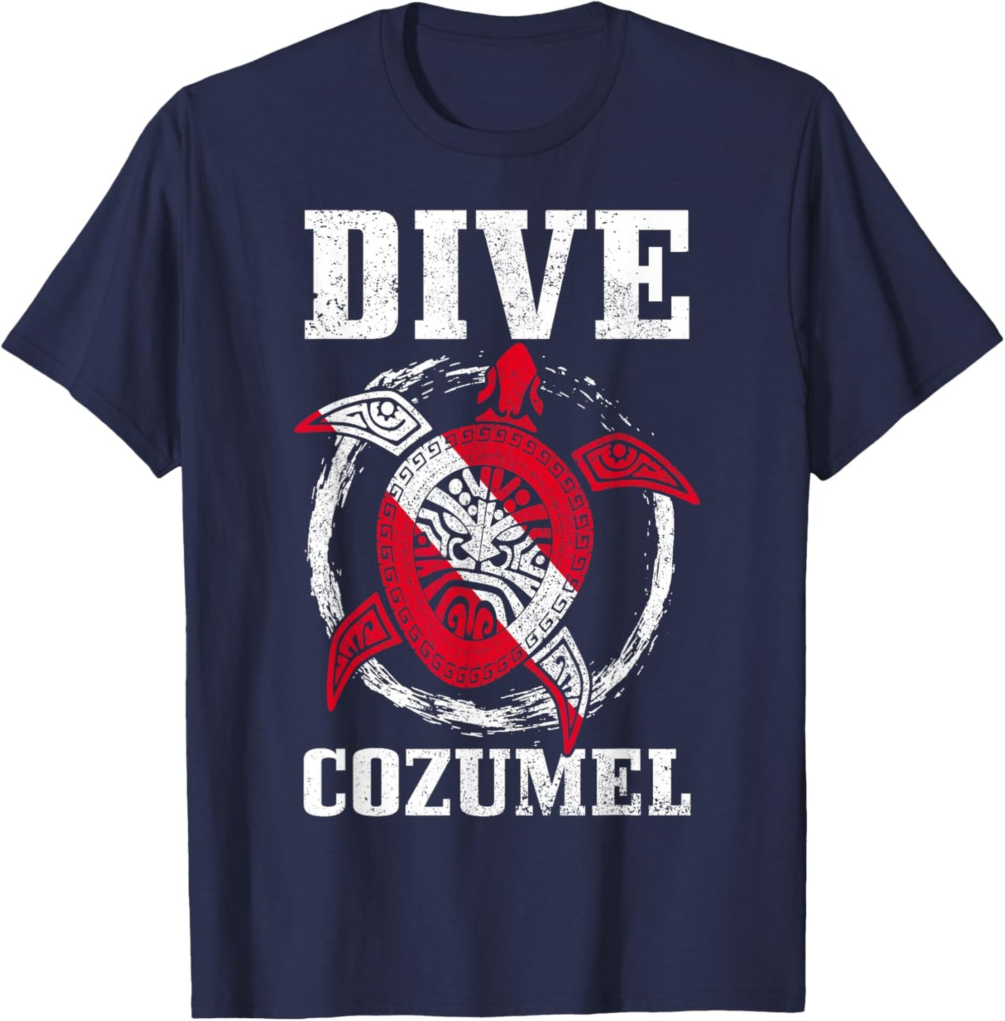 Cozumel Mexico Sea Turtle Diving Flag T-Shirt - T-Shirt | Navy