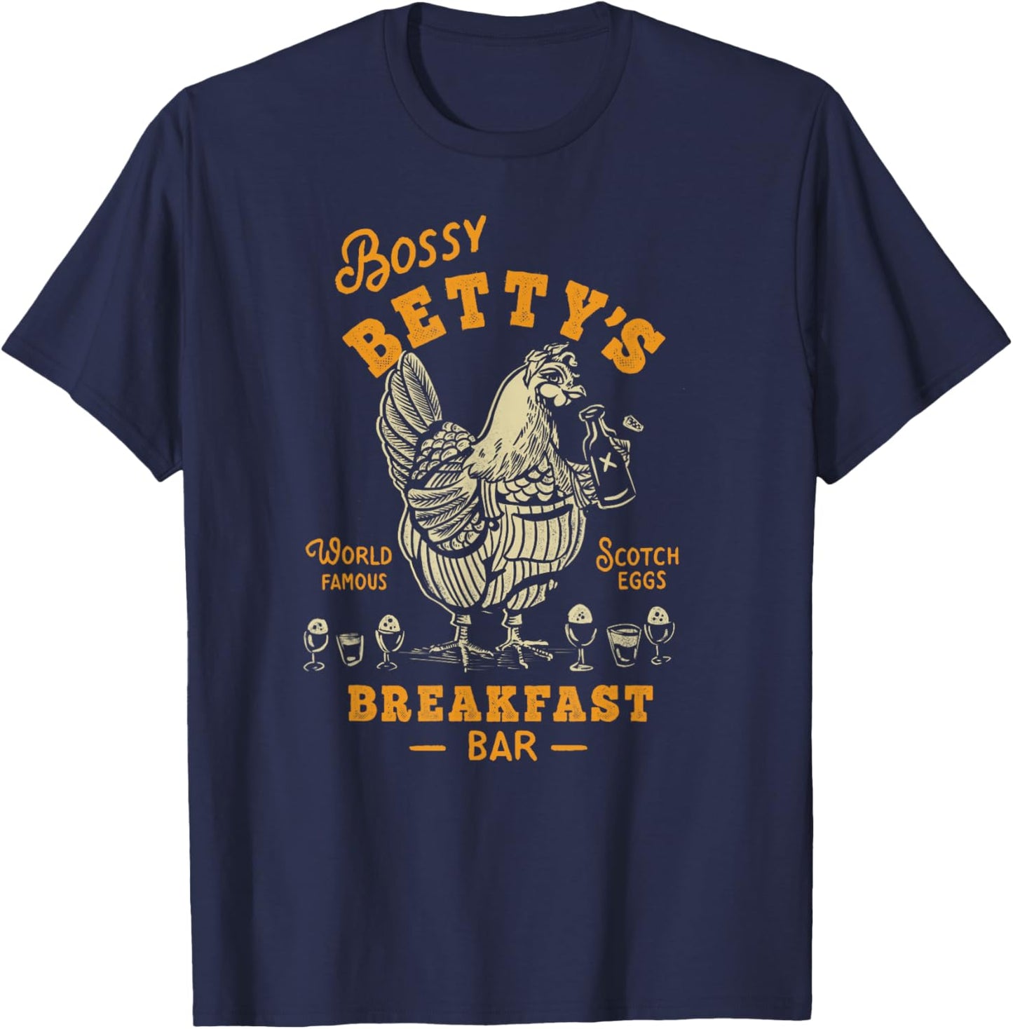 Bossy Betty's Breakfast Bar: World Famous Scotch Eggs Travel T-Shirt - T-Shirt | Navy