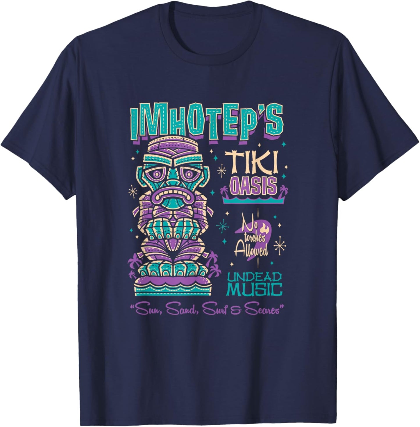 The Mummy Creepy Cute Tiki Lounge - Vacation Surf Monster T-Shirt - T-Shirt | Navy