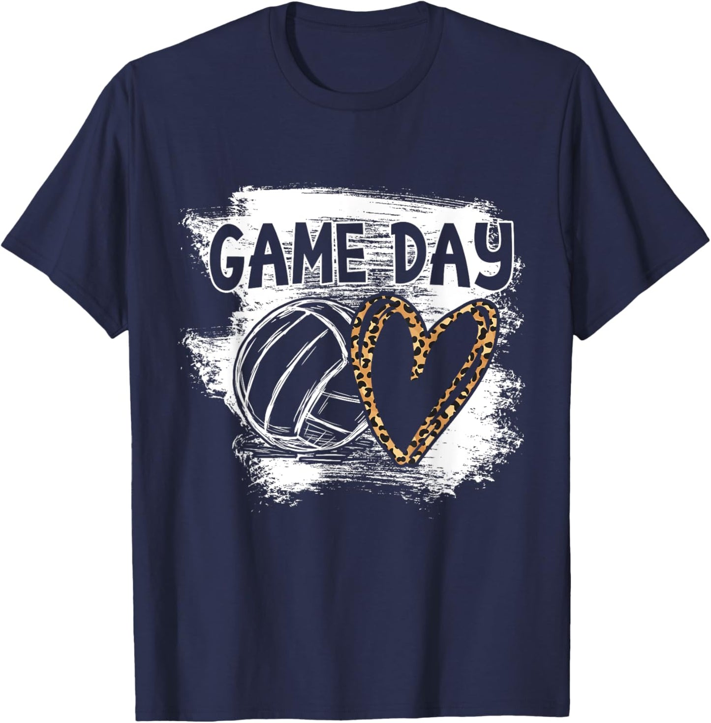 Volleyball Game Day Leopard Cheetah Women Volleyball Girl Small T-Shirt - T-Shirt | Navy