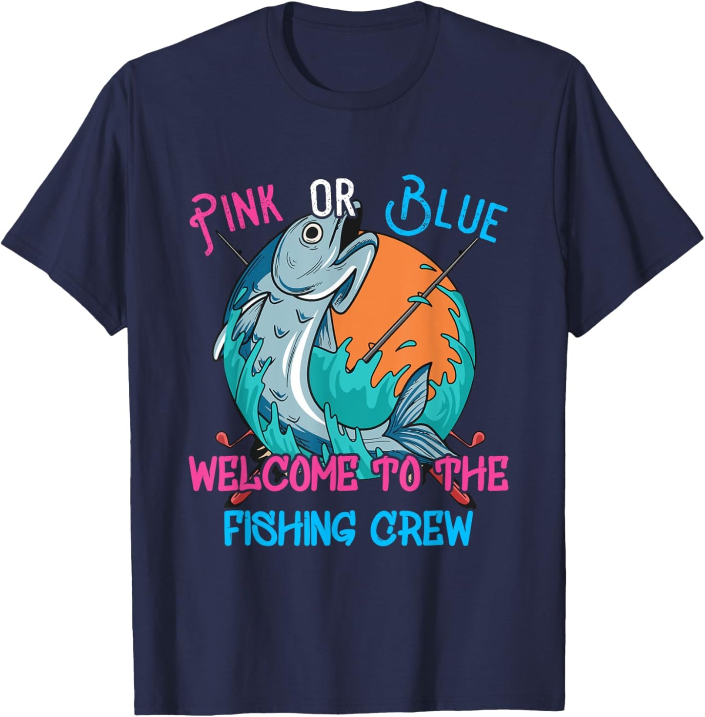 Gender Reveal Fishing Design for a Fishermen T-Shirt - T-Shirt | Navy