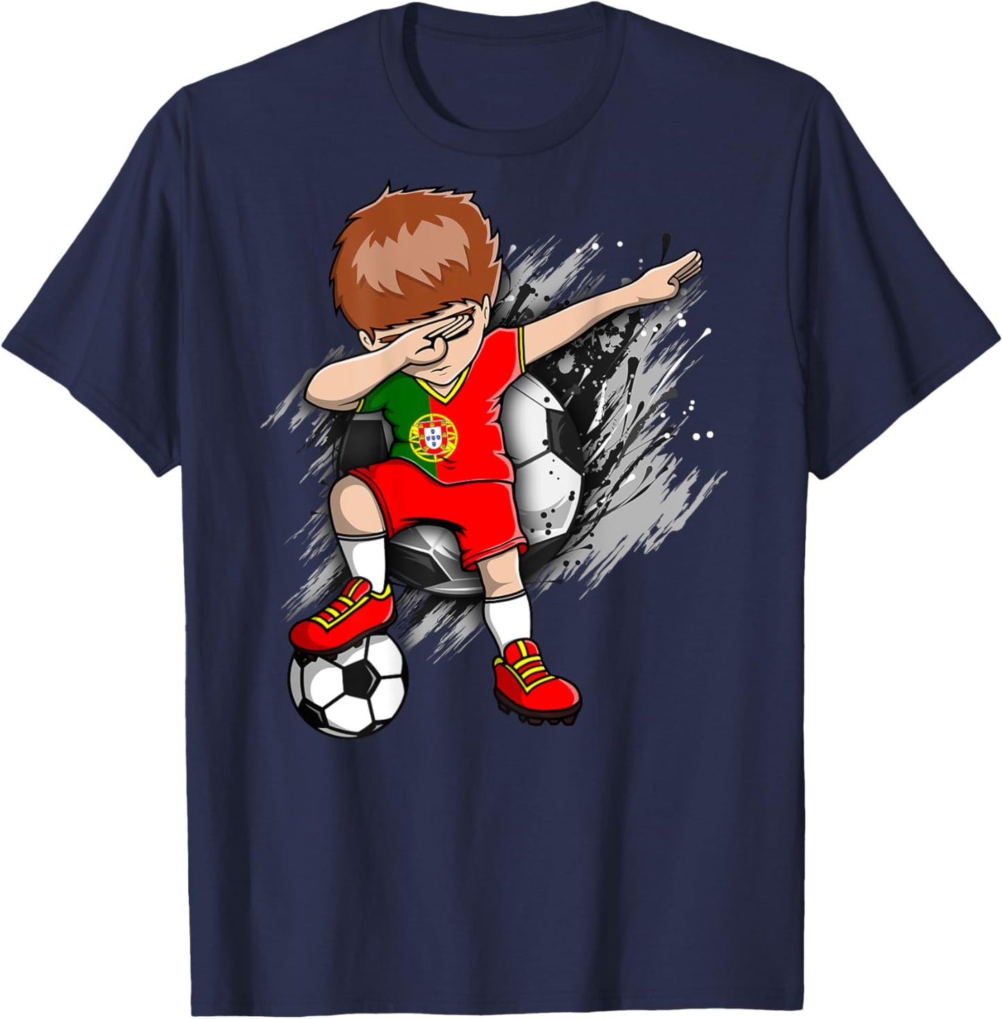 Dabbing Soccer Boy Portugal Jersey Portuguese Football Lover T-Shirt - T-Shirt | Navy
