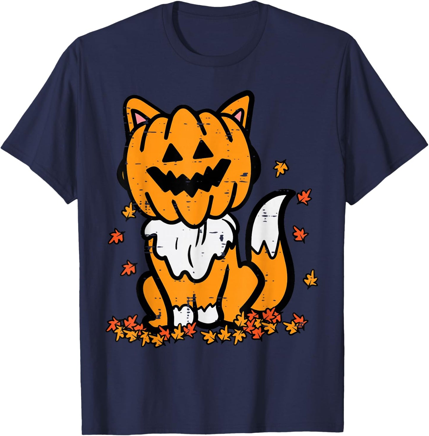 Halloween Fox Pumpkin Fall Autumn Costume Kids Women Men T-Shirt - T-Shirt | Navy