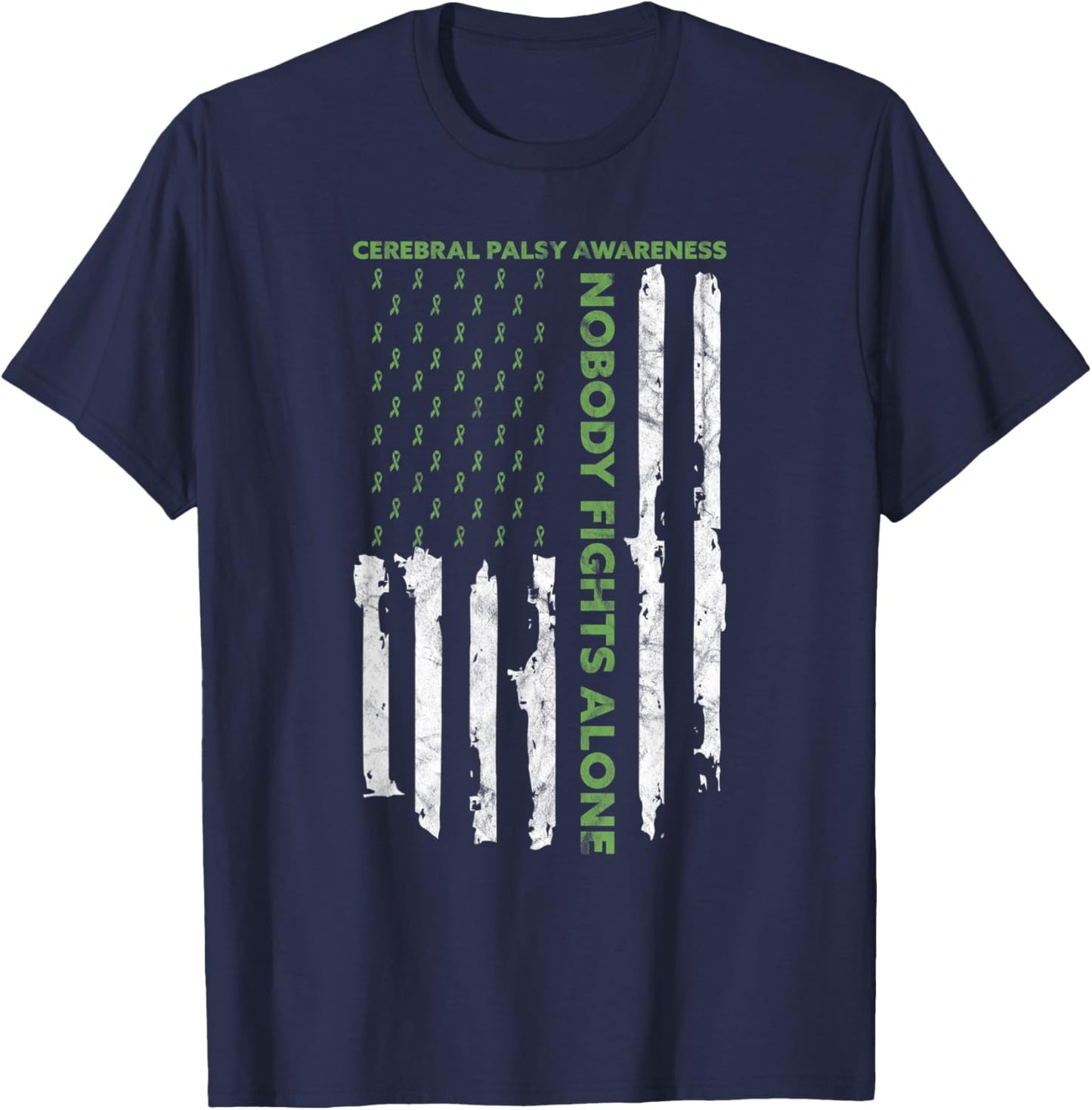 Fight Cerebral Palsy Awareness Month American Flag CP T-Shirt - T-Shirt | Navy