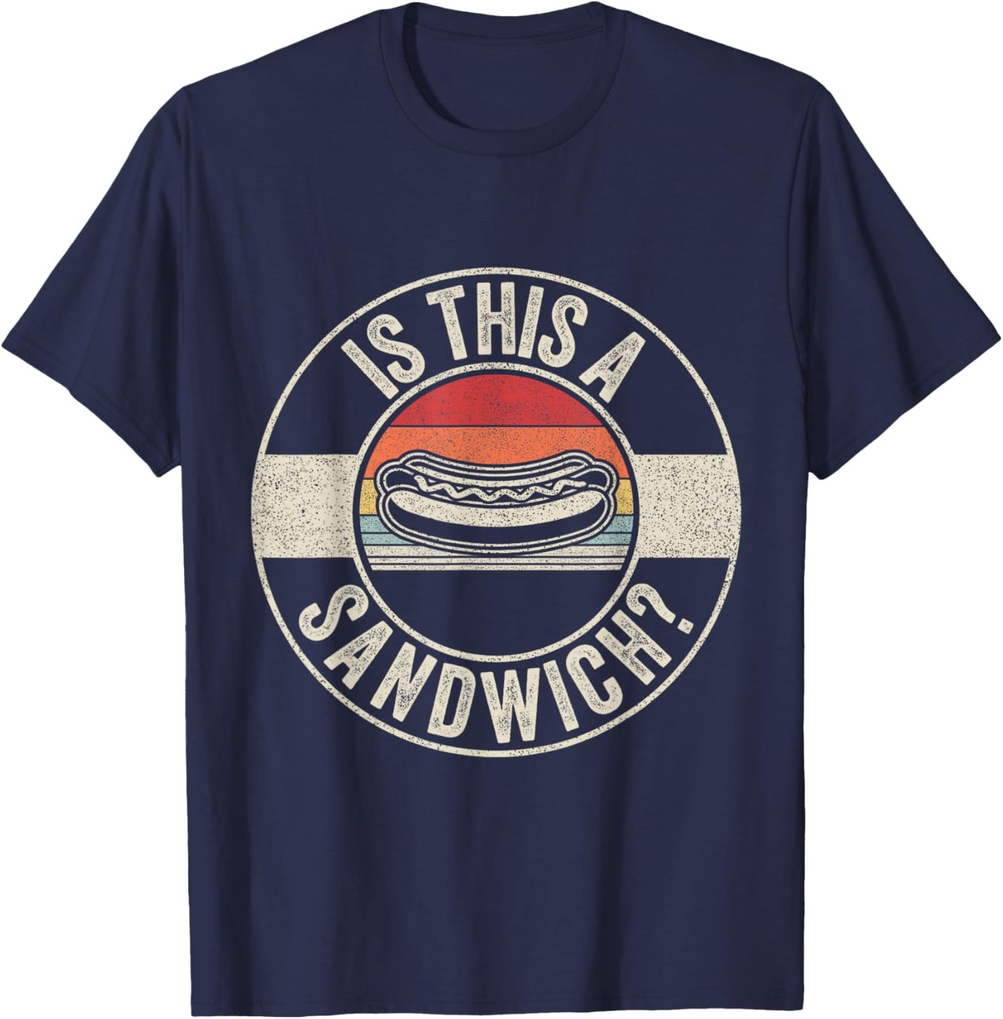 Retro Vintage Hot Dog Is This A Sandwich? Women Girls Kids T-Shirt - T-Shirt | Navy
