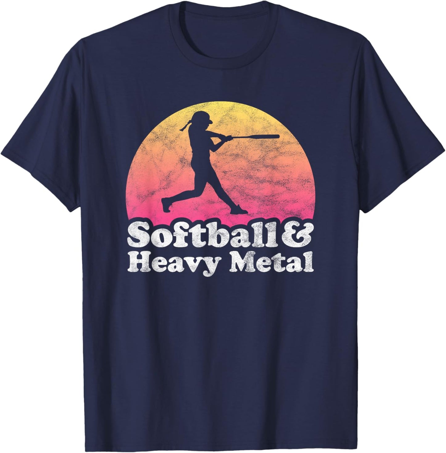 Softball and Heavy Metal Women or Girls T-Shirt - T-Shirt | Navy