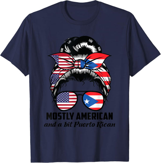American and bit Puerto Rican Puerto Rican roots T-Shirt - T-Shirt | Navy