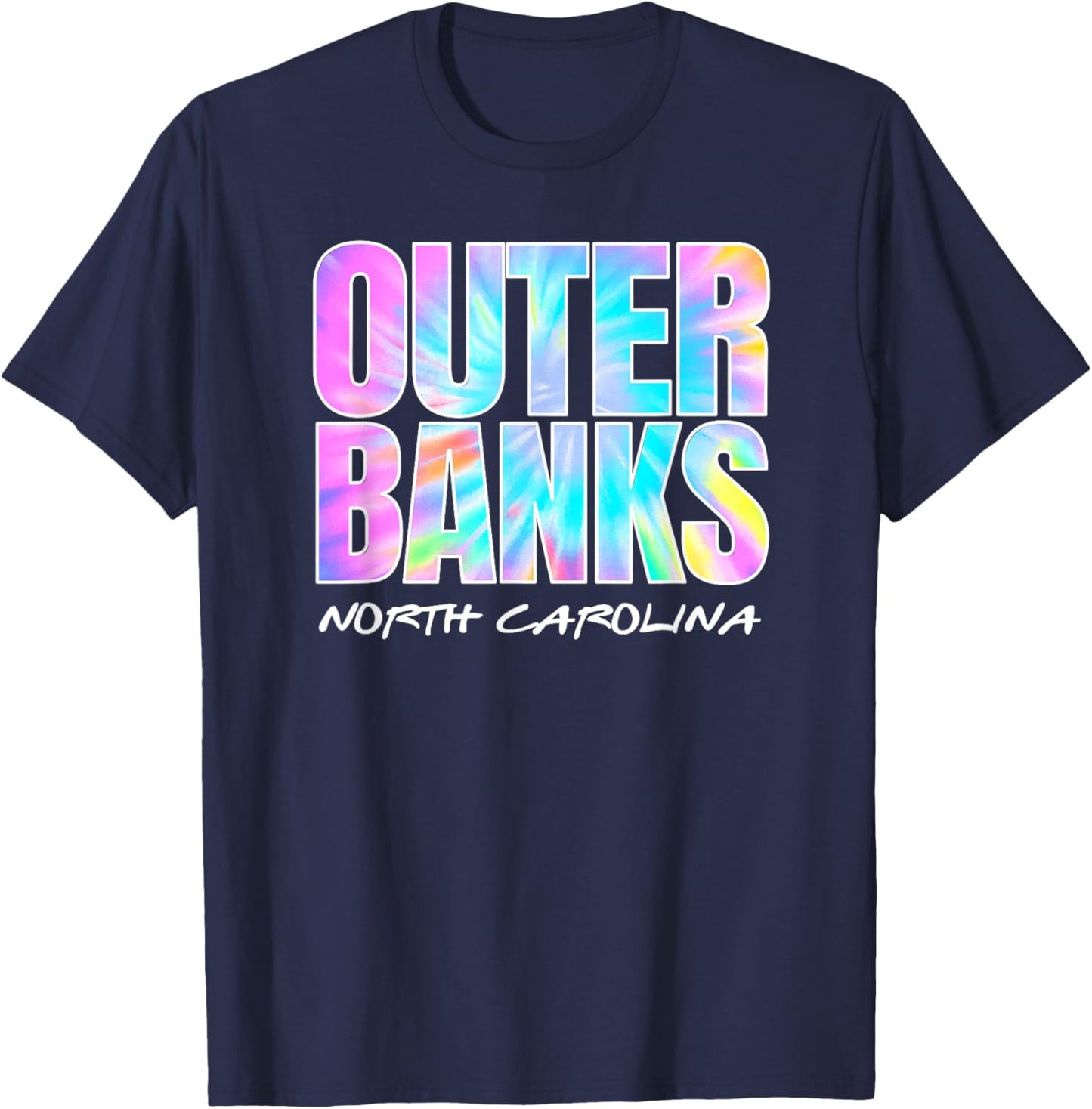Vintage Outer Banks NC OBX Retro Tie Dye Graphic Souvenir T-Shirt - T-Shirt | Navy