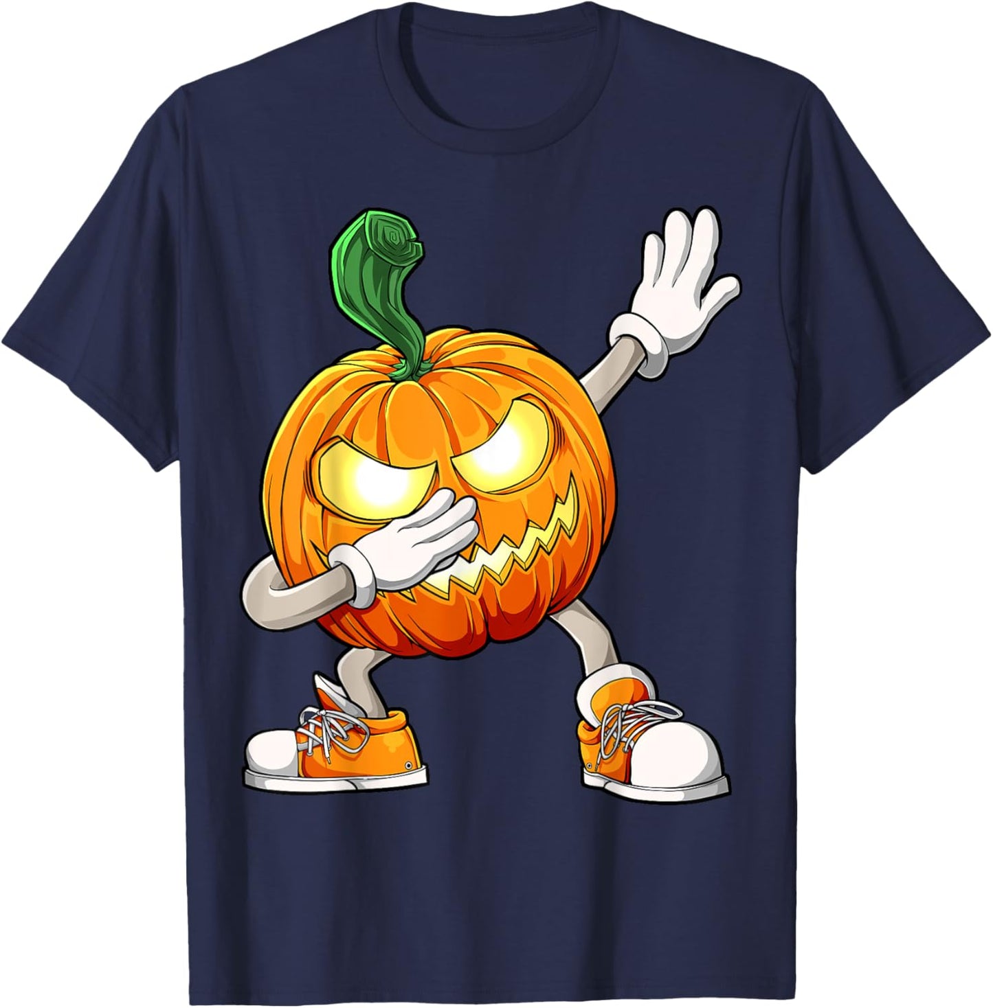 Halloween Boys Dabbing Scary Pumpkin Jack O Lantern Dab T-Shirt - T-Shirt | Navy