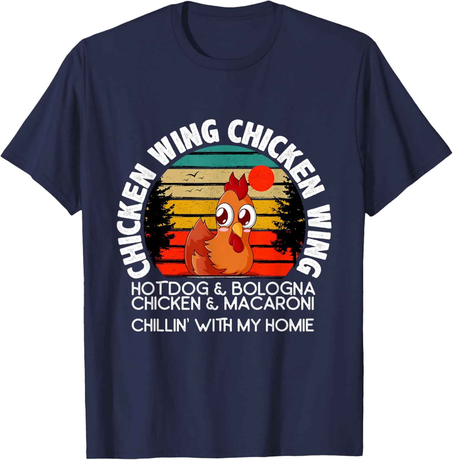 Chicken Wing Chicken Wing Hot Dog Bologna Macaroni T-Shirt - T-Shirt | Navy