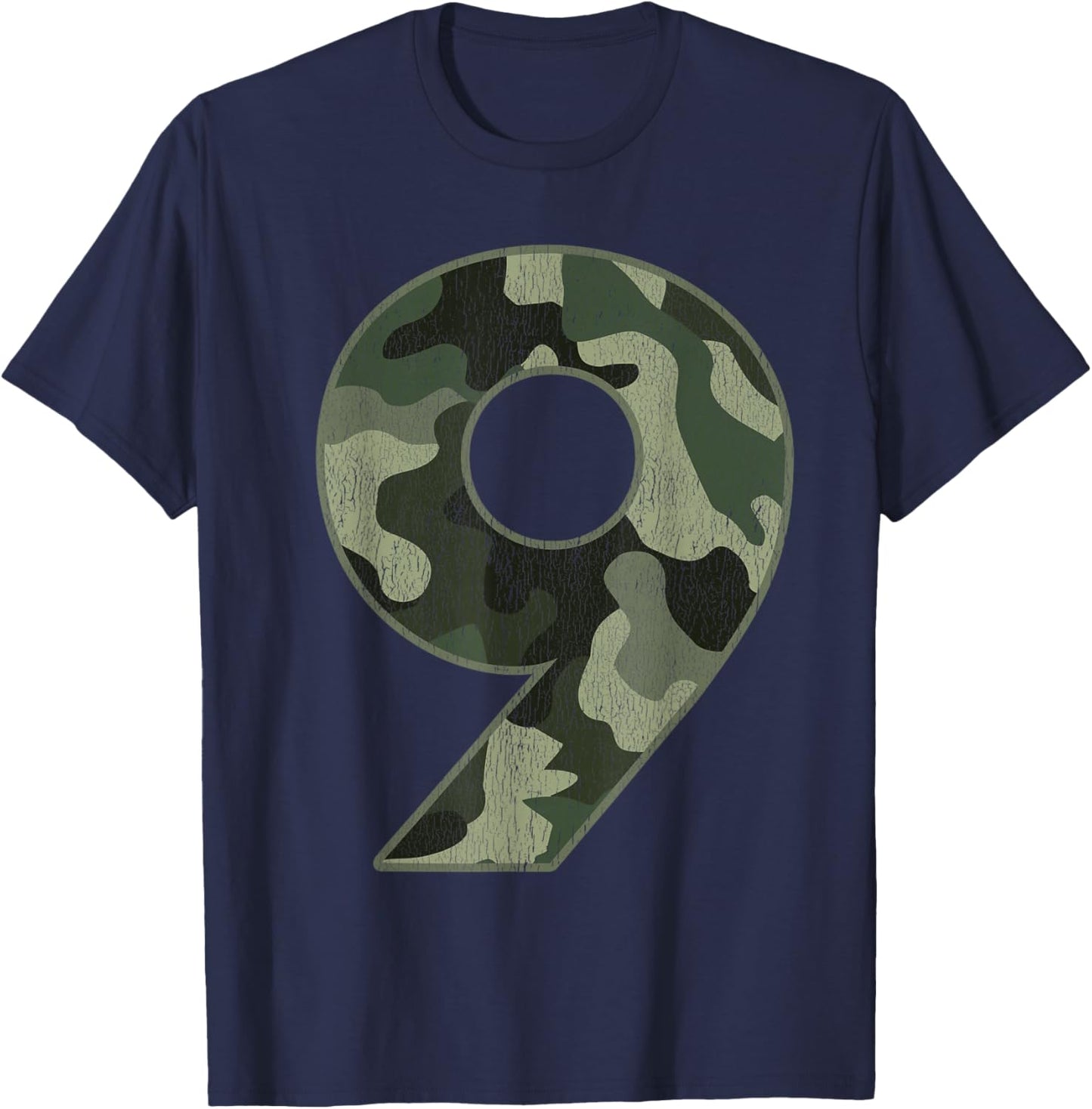 9th Birthday Army Birthday Party 9 Years Old Camo Number 9 T-Shirt - T-Shirt | Navy
