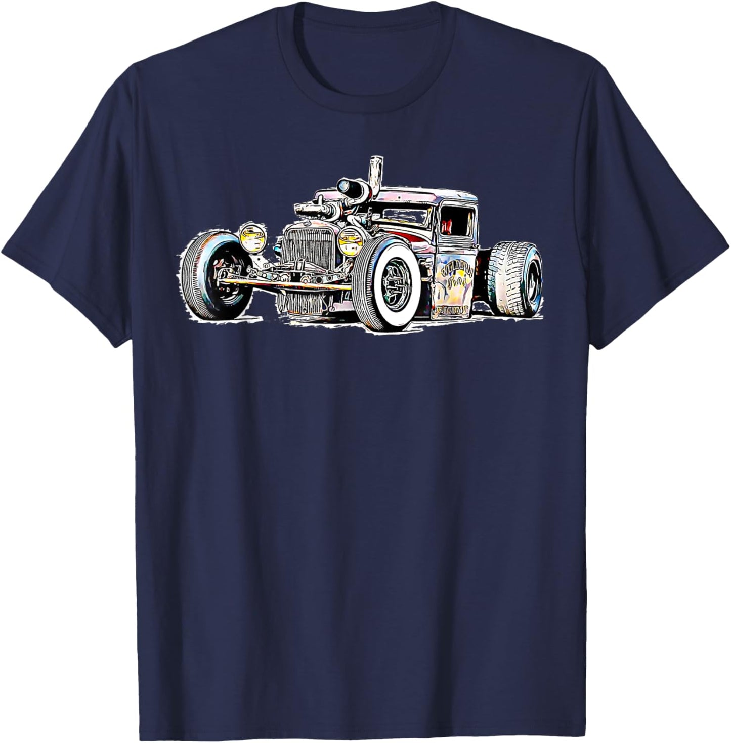Rust Bucket Outline Rat Rod Hot Rod Diesel T-Shirt - T-Shirt | Navy