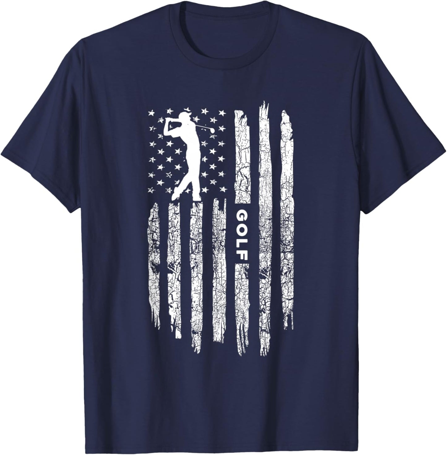 Vintage Golfer Costume American USA Flag Golf Golfing Lover Women Kids Men T-Shirt - T-Shirt | Navy