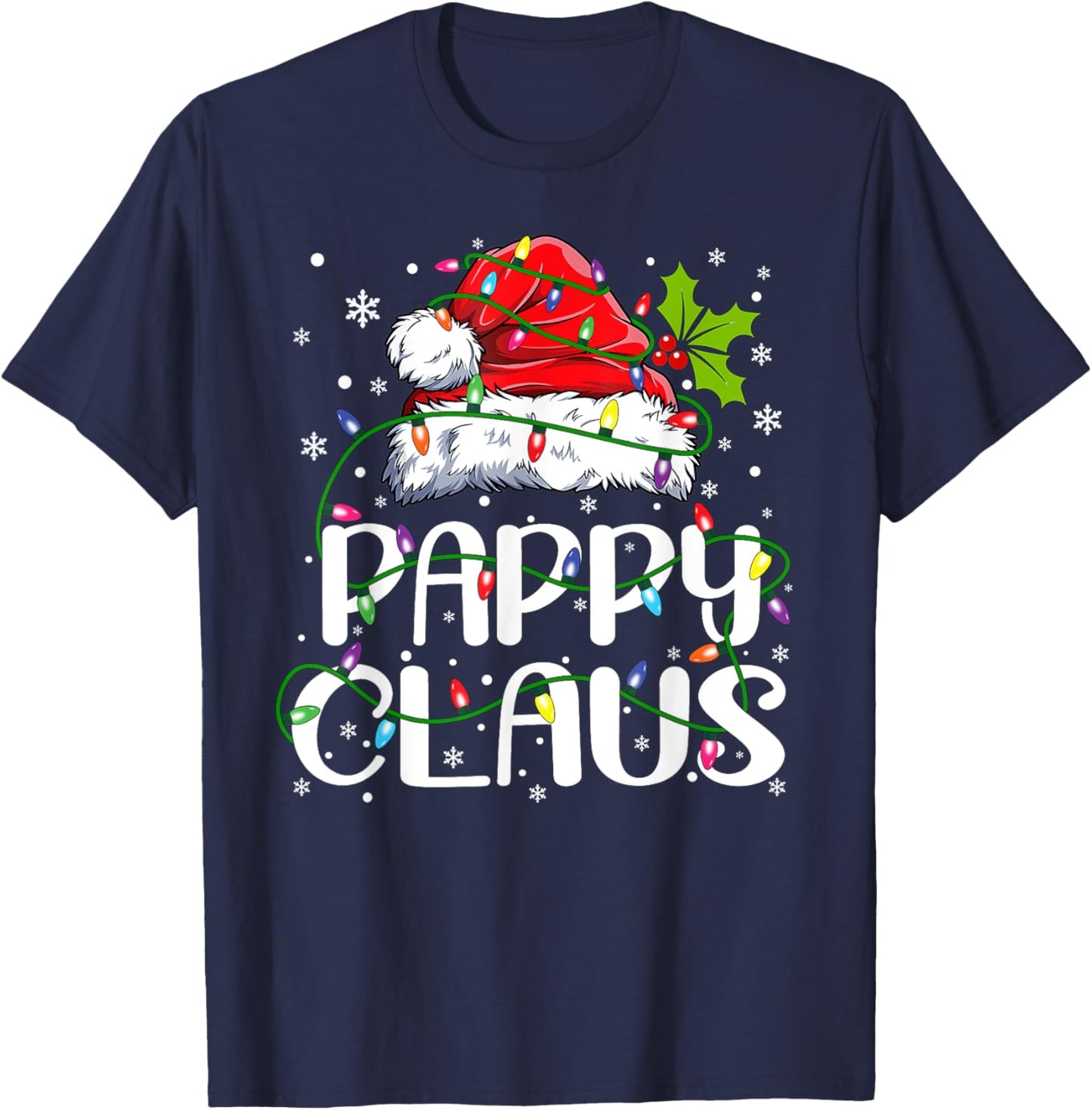 Pappy Claus Shirt Christmas Lights Pajama Family Matching T-Shirt - T-Shirt | Navy