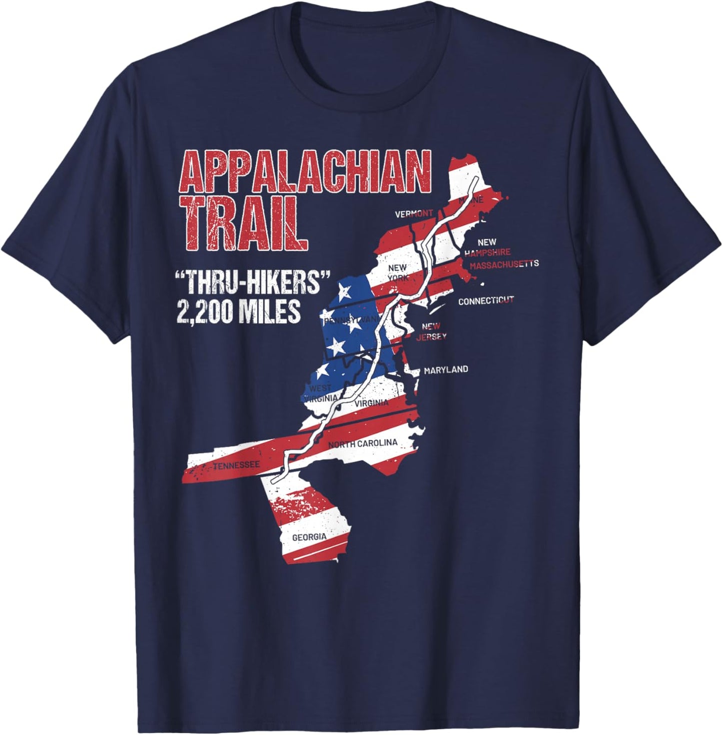 Thruh Hikers, Appalachian Trail Hiking T-Shirt - T-Shirt | Navy