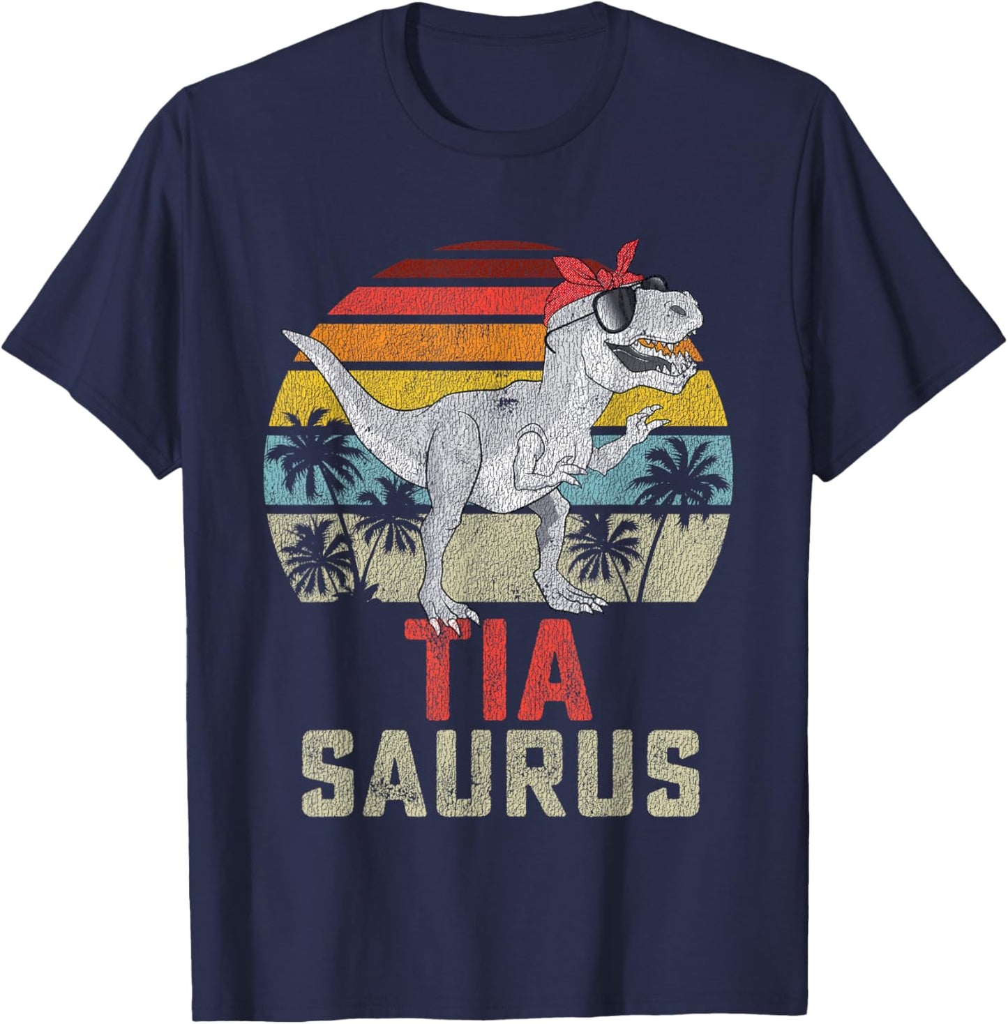 Tiasaurus T Rex Dinosaur Tia Saurus Family Matching T-Shirt - T-Shirt | Navy