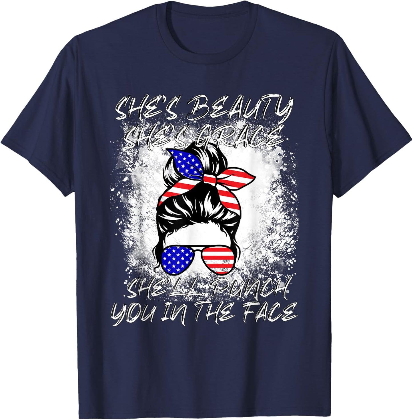 She's Beauty She's Grace She'll Punch You In The Face T-Shirt - T-Shirt | Navy