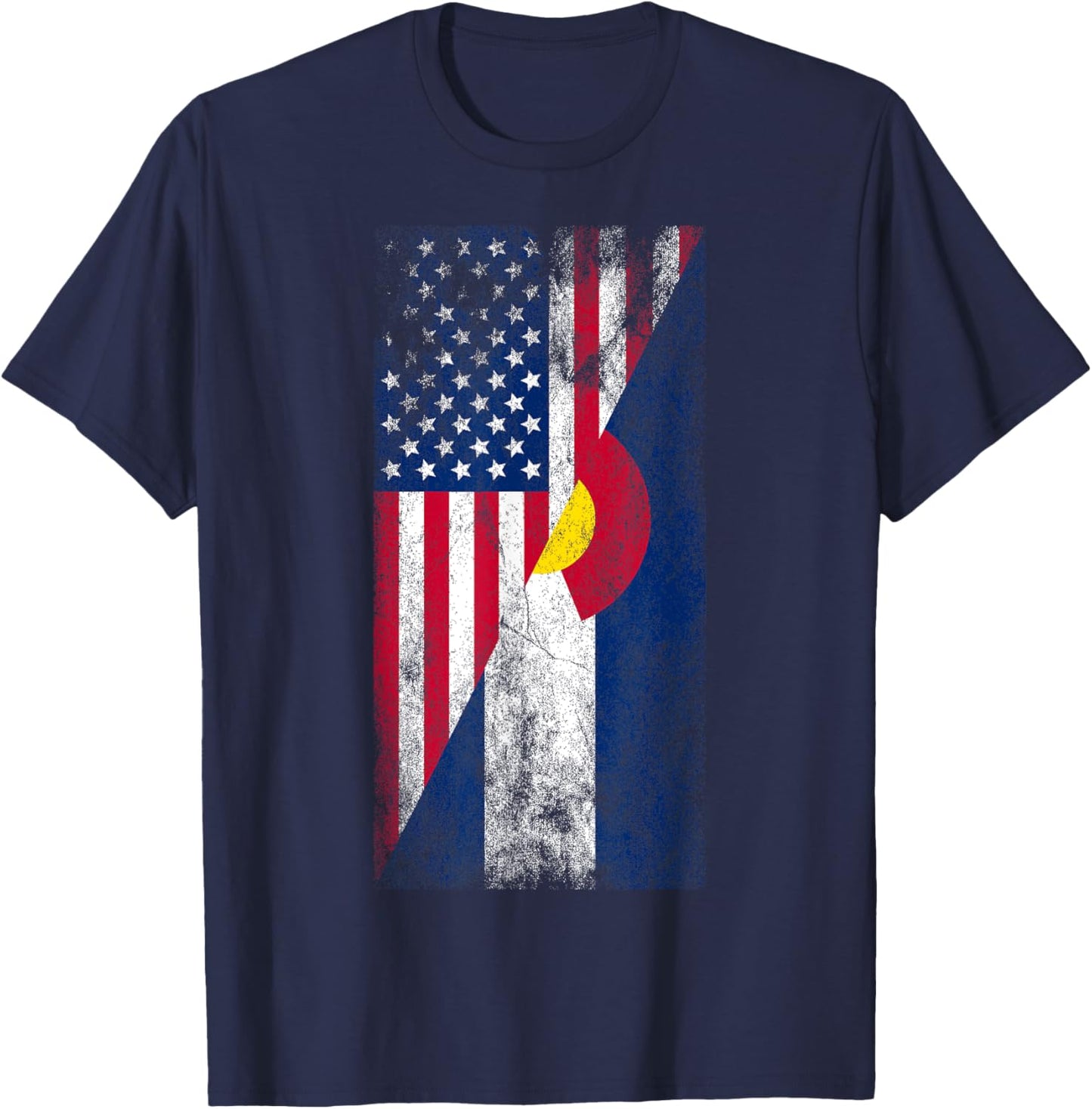USA & Colorado Flags - American Coloradan T-Shirt - T-Shirt | Navy