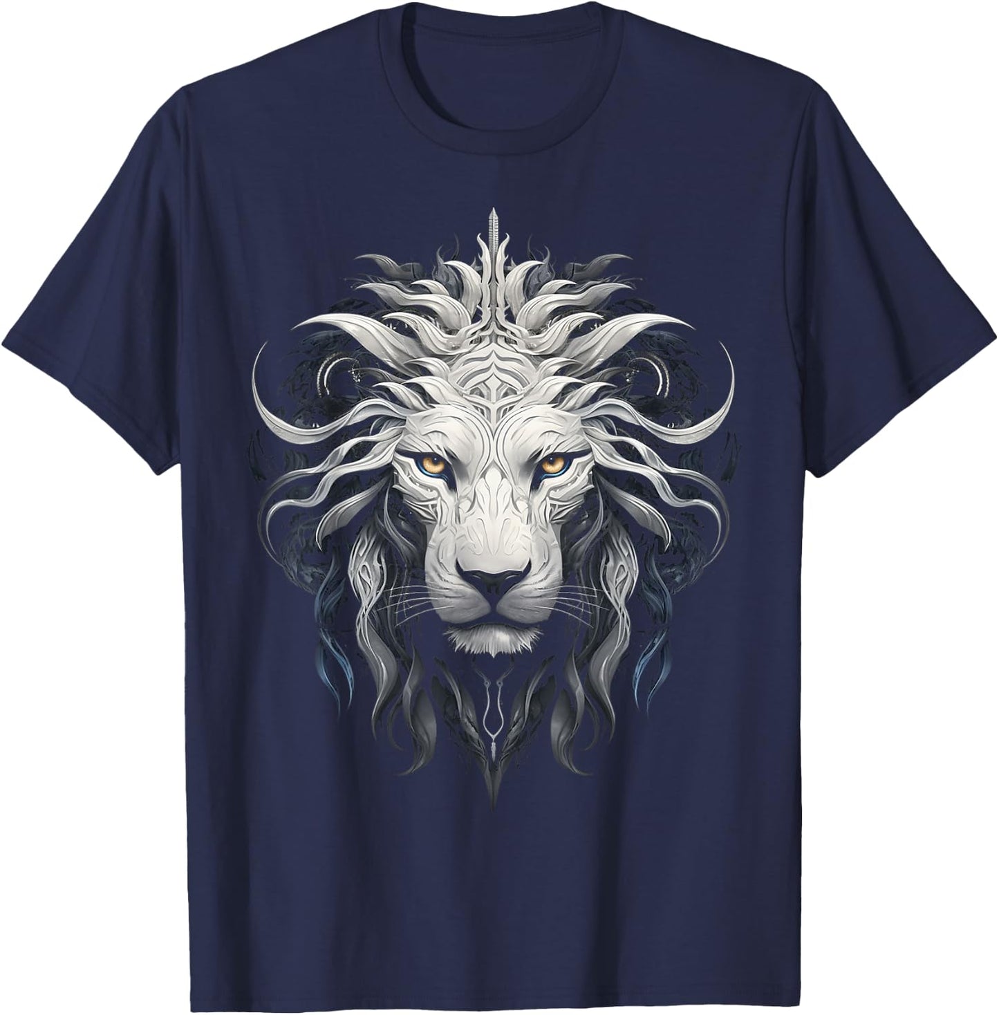 Lion Mandala Animal Zoo Illustration Lion T-Shirt - T-Shirt | Navy