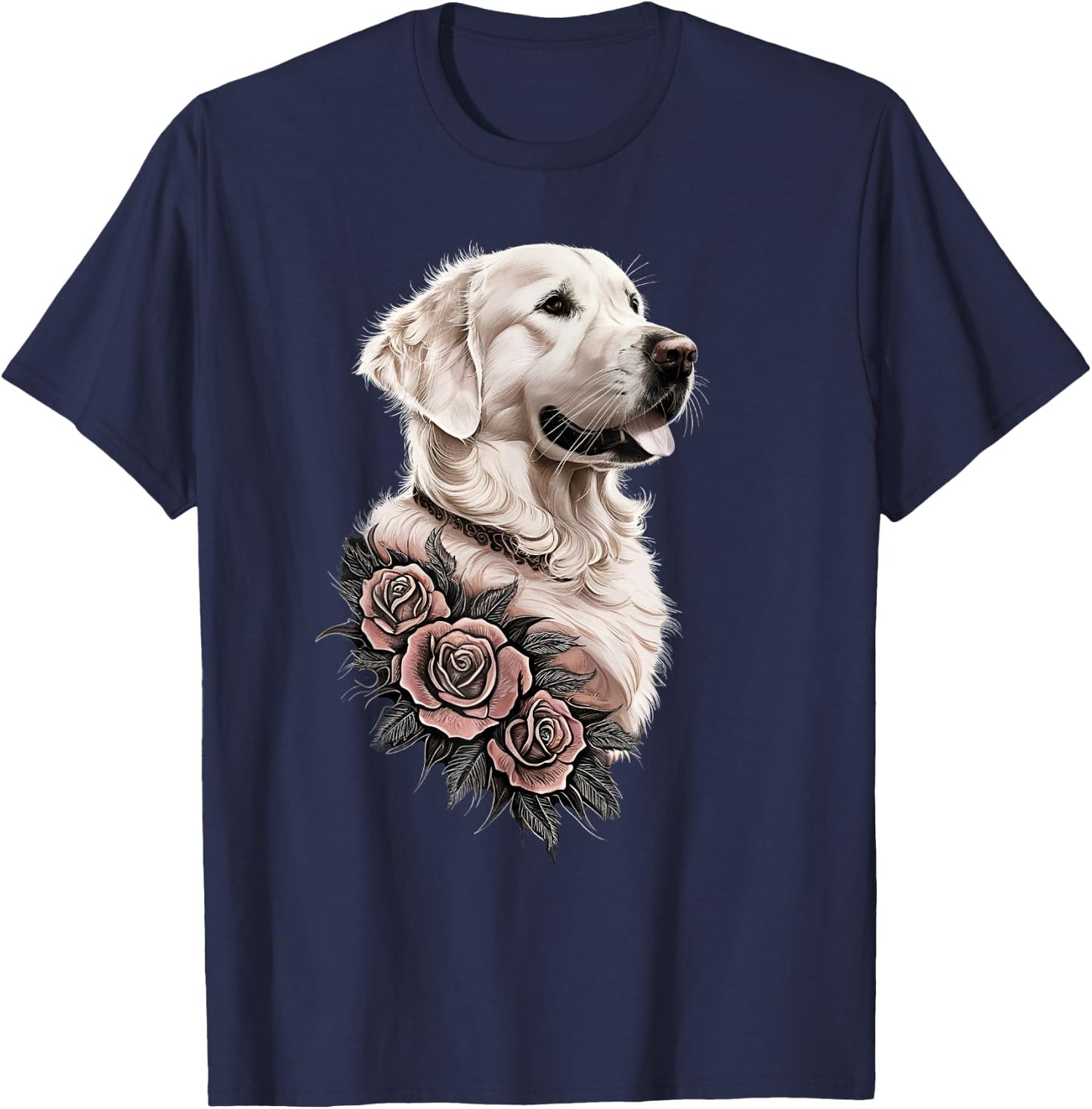 White English Cream Golden Retriever Dog Men Kids T-Shirt - T-Shirt | Navy