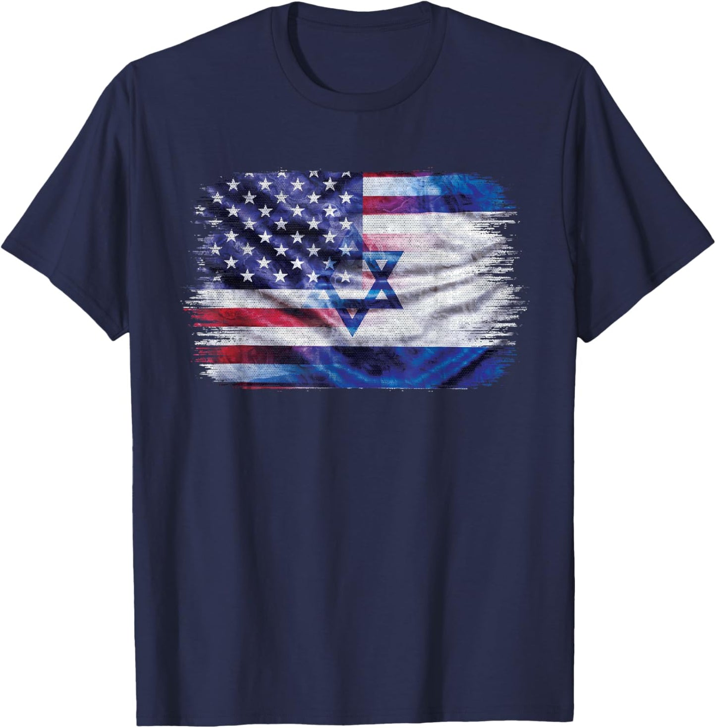 Israeli American Flag Pride Israel USA T-Shirt - T-Shirt | Navy