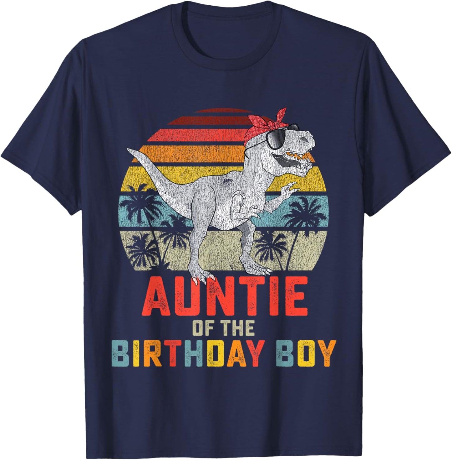 Auntie Dinosaur of The Birthday Boy Matching Family Small T-Shirt - T-Shirt | Navy
