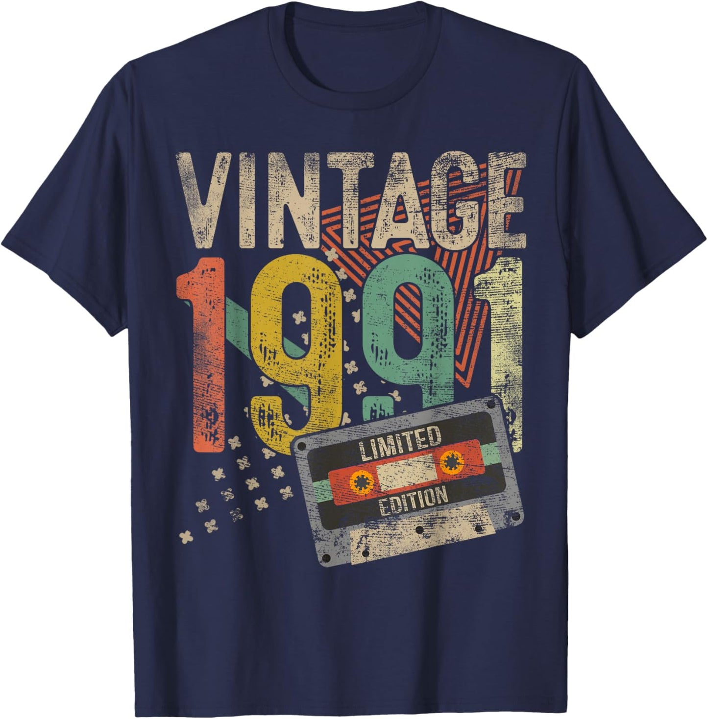 Vintage 1991 34th Birthday Gifts Women 34 Year Old T-Shirt - T-Shirt | Navy
