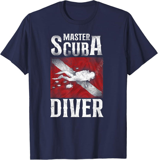Diving Master Scuba Diver Down T-Shirt - T-Shirt | Navy