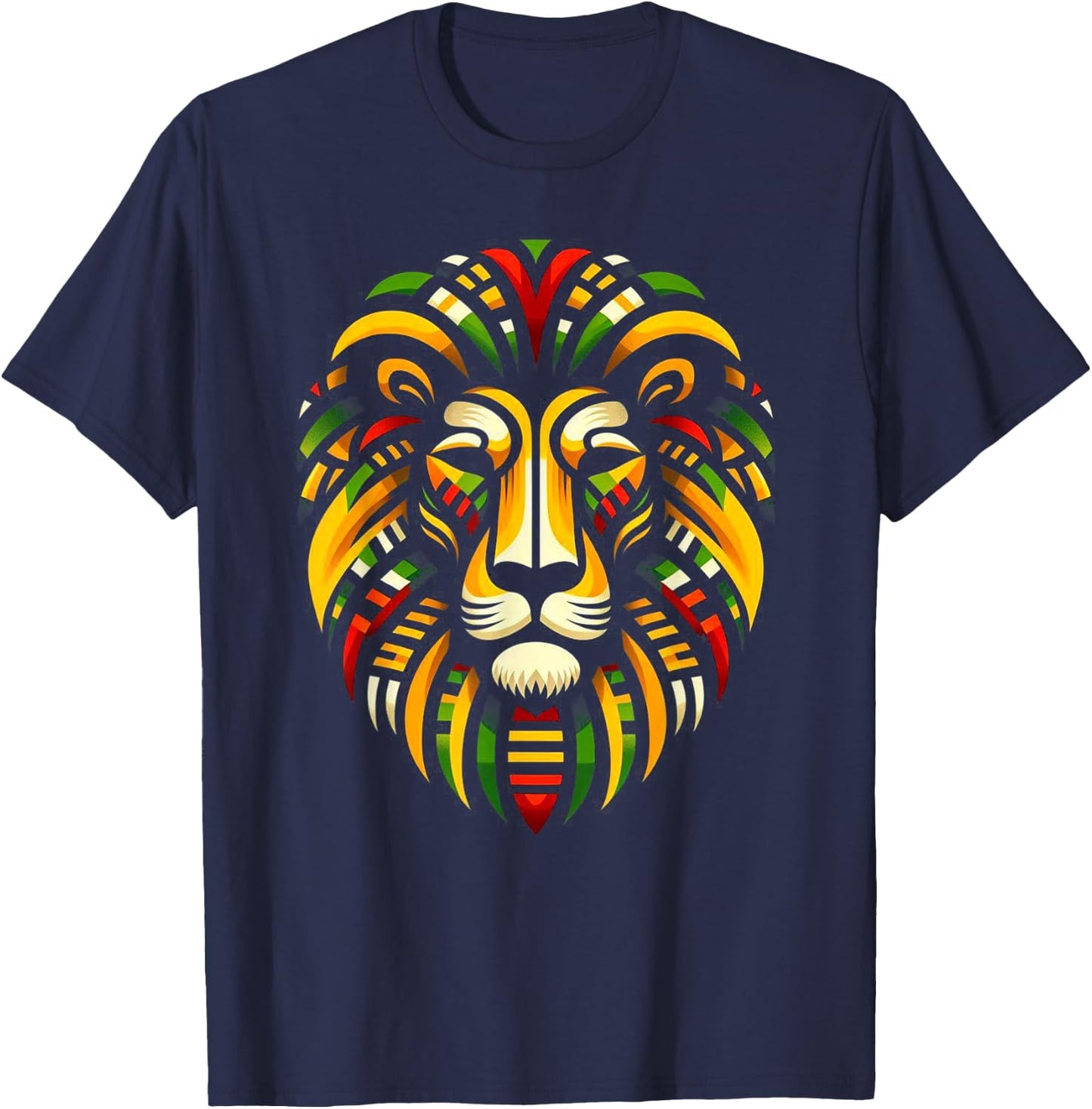 Melanin King Kente Lion African Pride Roots Art T-Shirt - T-Shirt | Navy