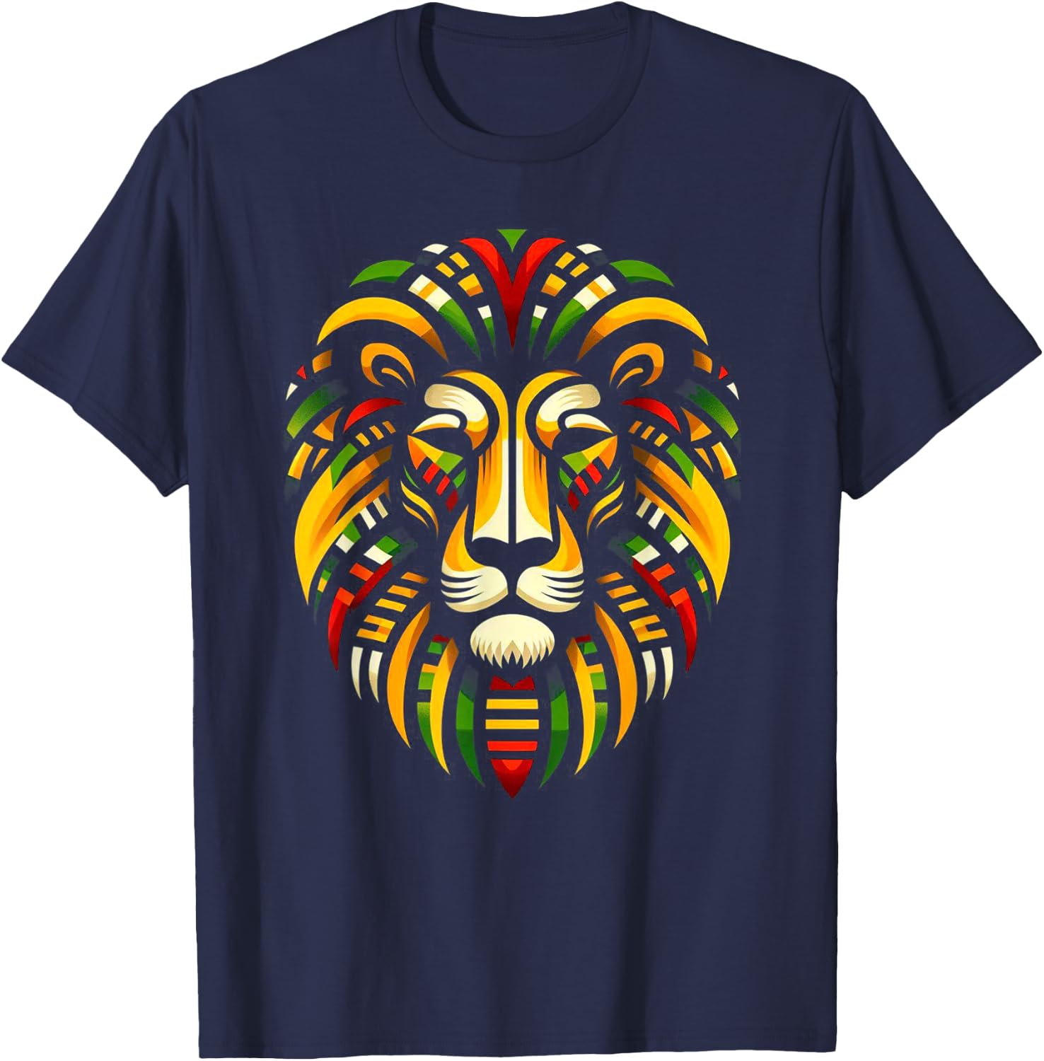 Melanin King Kente Lion African Pride Roots Art T-Shirt - T-Shirt | Navy