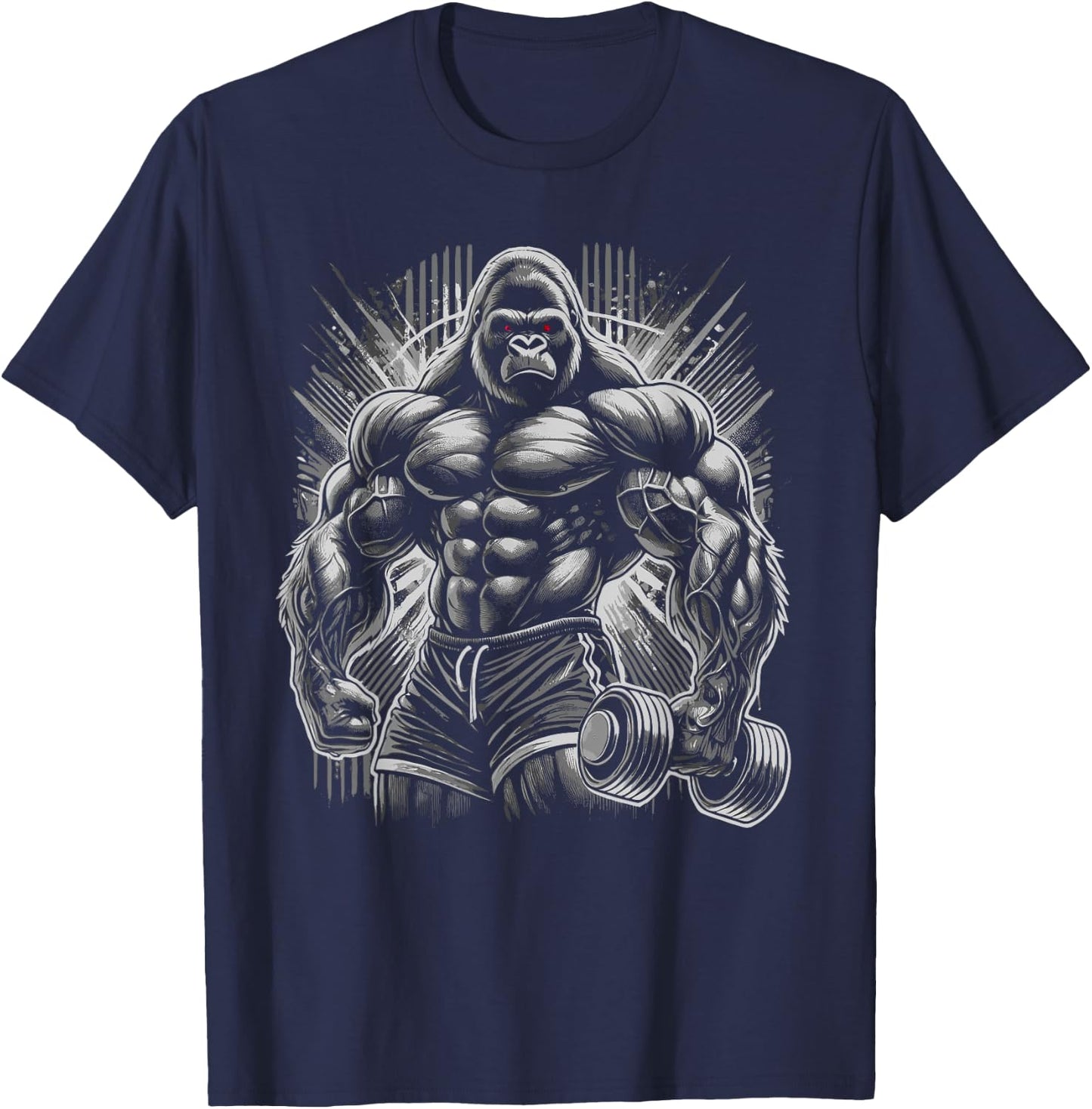 Gorilla Monkey Gym Wear Bodybuilding Workout Motivation T-Shirt - T-Shirt | Navy