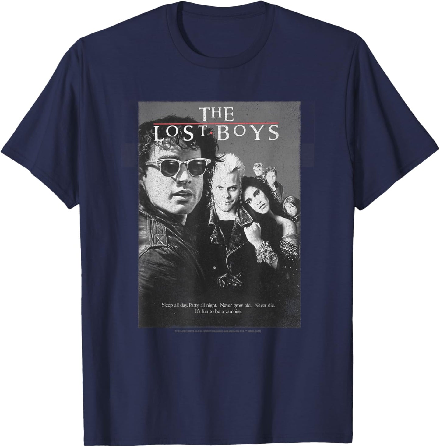 Lost Boys Group Shot Black & White Movie Poster T-Shirt - T-Shirt | Navy