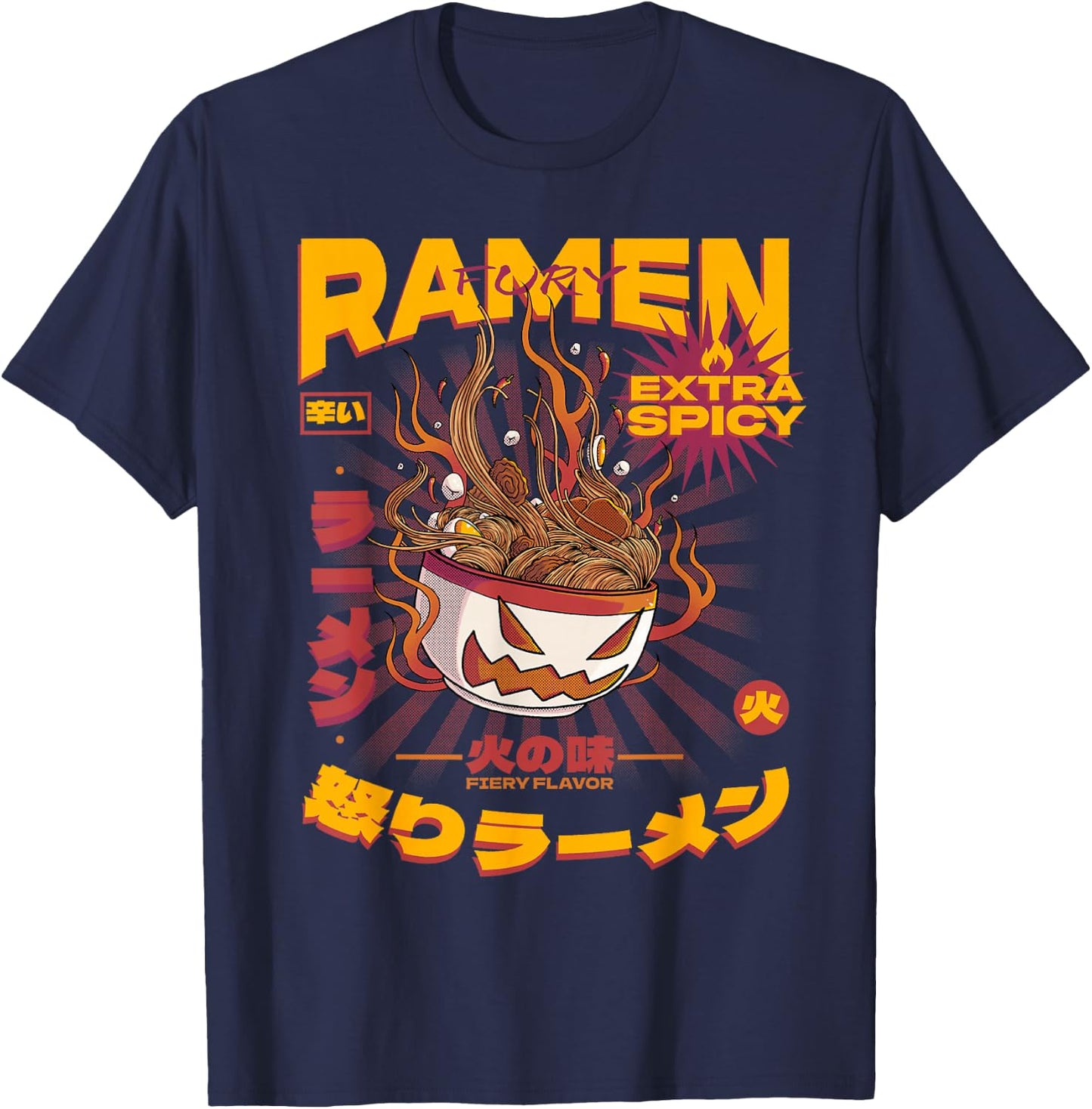 Japanese Ramen Noodles Shirt Monster Anime Food Ramen Lovers T-Shirt - T-Shirt | Navy